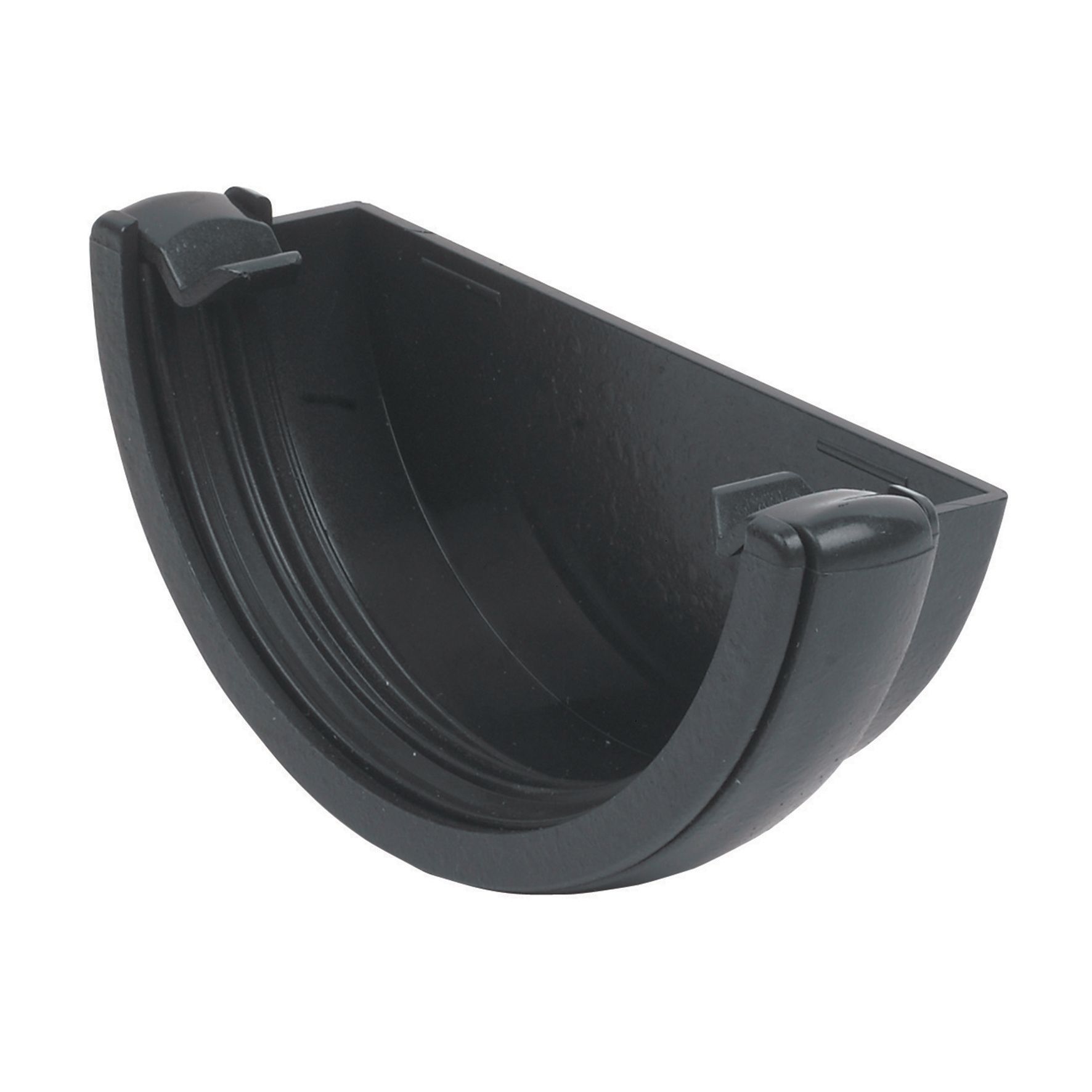 FloPlast 112mm Black Cast Iron Style Half Round External Stop End