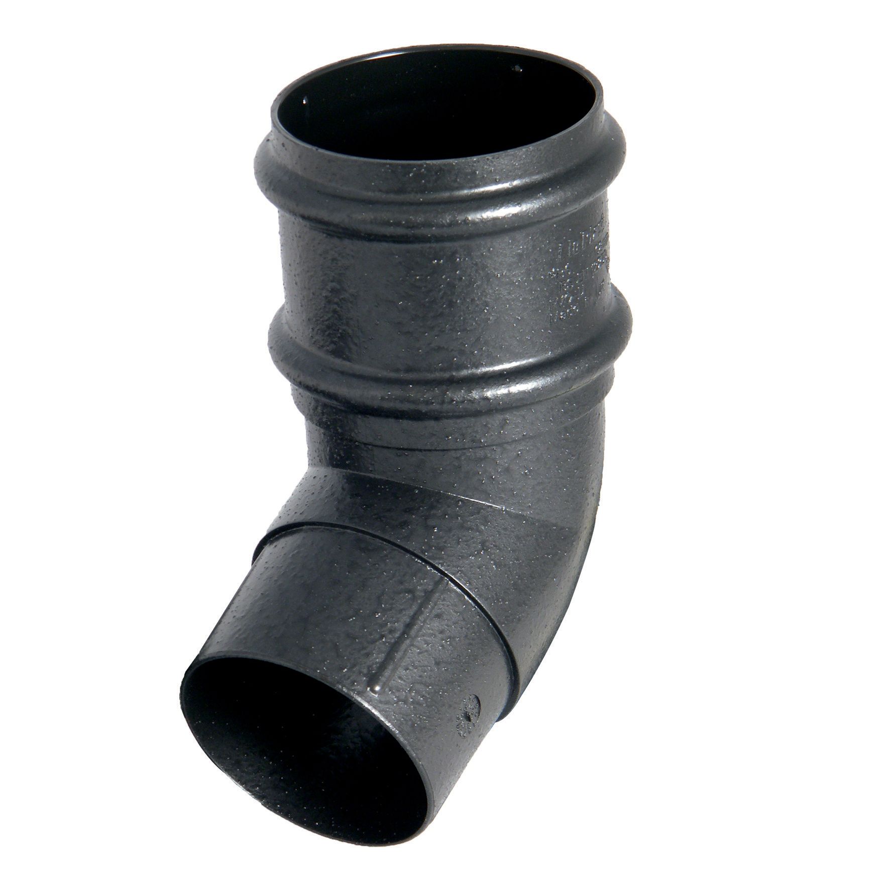 Image of FloPlast 68mm Cast Iron Style Round Line Downpipe Offset Bend 112.5° - Black