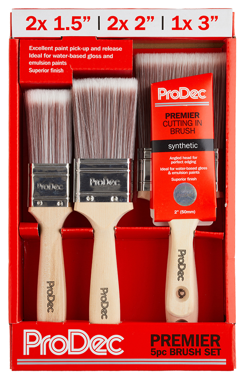 ProDec Premier Synthetic Brush Set (inc free angled brush) - Pack of 6