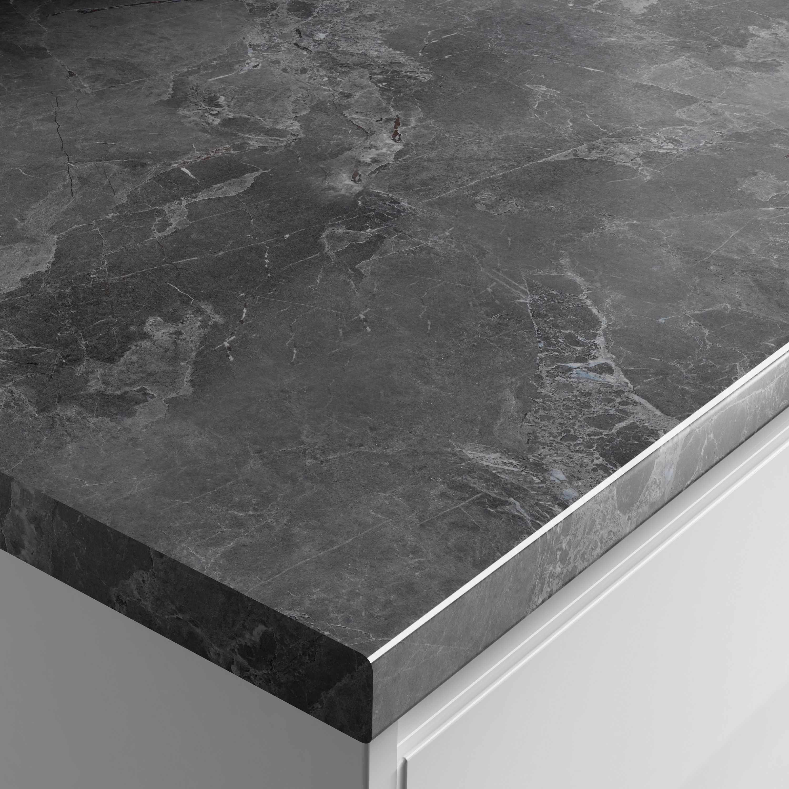 Image of Wickes Gloss Laminate Worktop - Grey Marble 600mm x 38mm x 3m