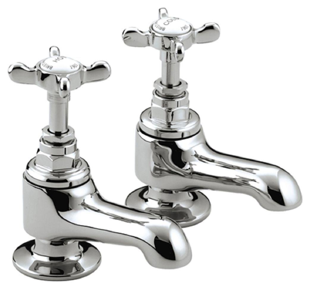 Image of Bristan 1901 Pair of Chrome Crosshead Bath Taps