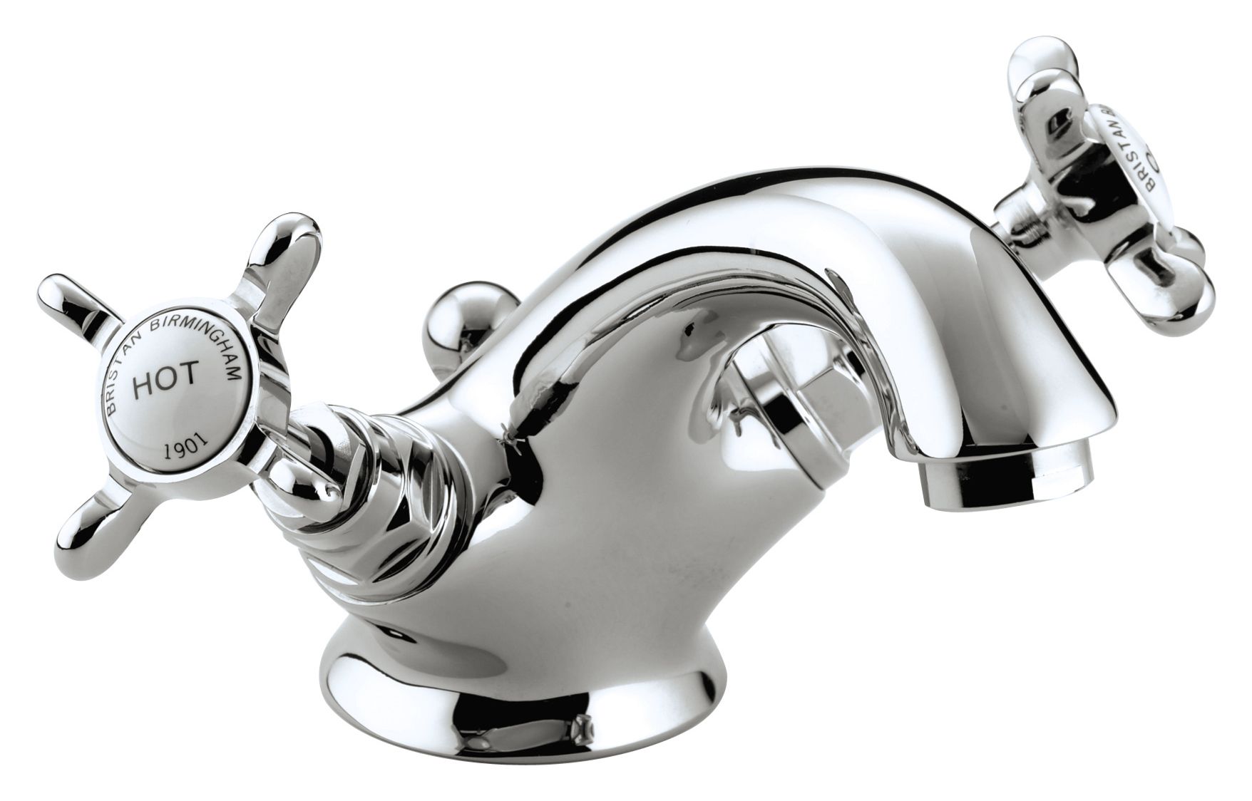 Bristan 1901 Chrome Crosshead Basin Mixer Tap with Pop-Up Waste