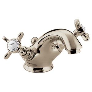 Bristan 1901 Gold Crosshead Basin Mixer Tap with Pop-Up Waste