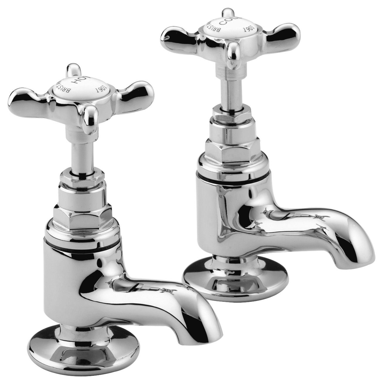 Bristan 1901 Pair of Chrome Crosshead Small Vanity Basin Taps