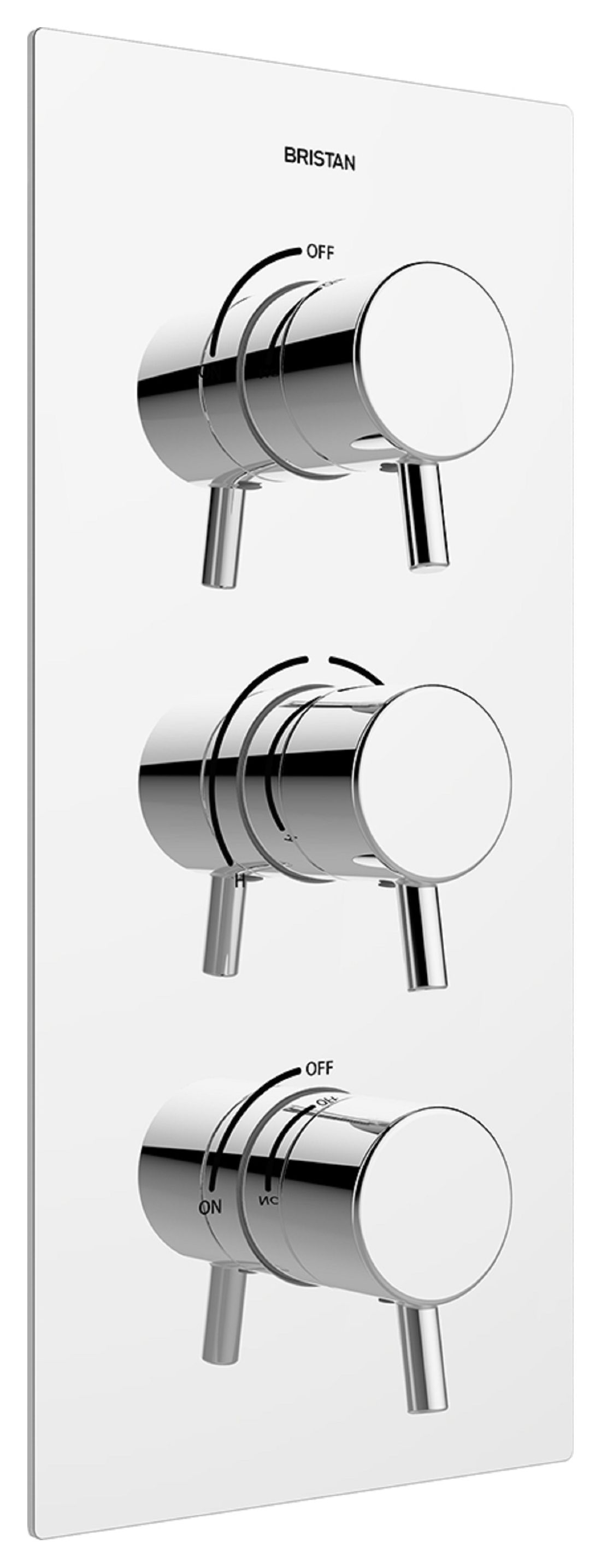 Image of Bristan Prism Recessed Thermostatic Dual Control Shower Valve with 2 Integral Stopcocks - Chrome