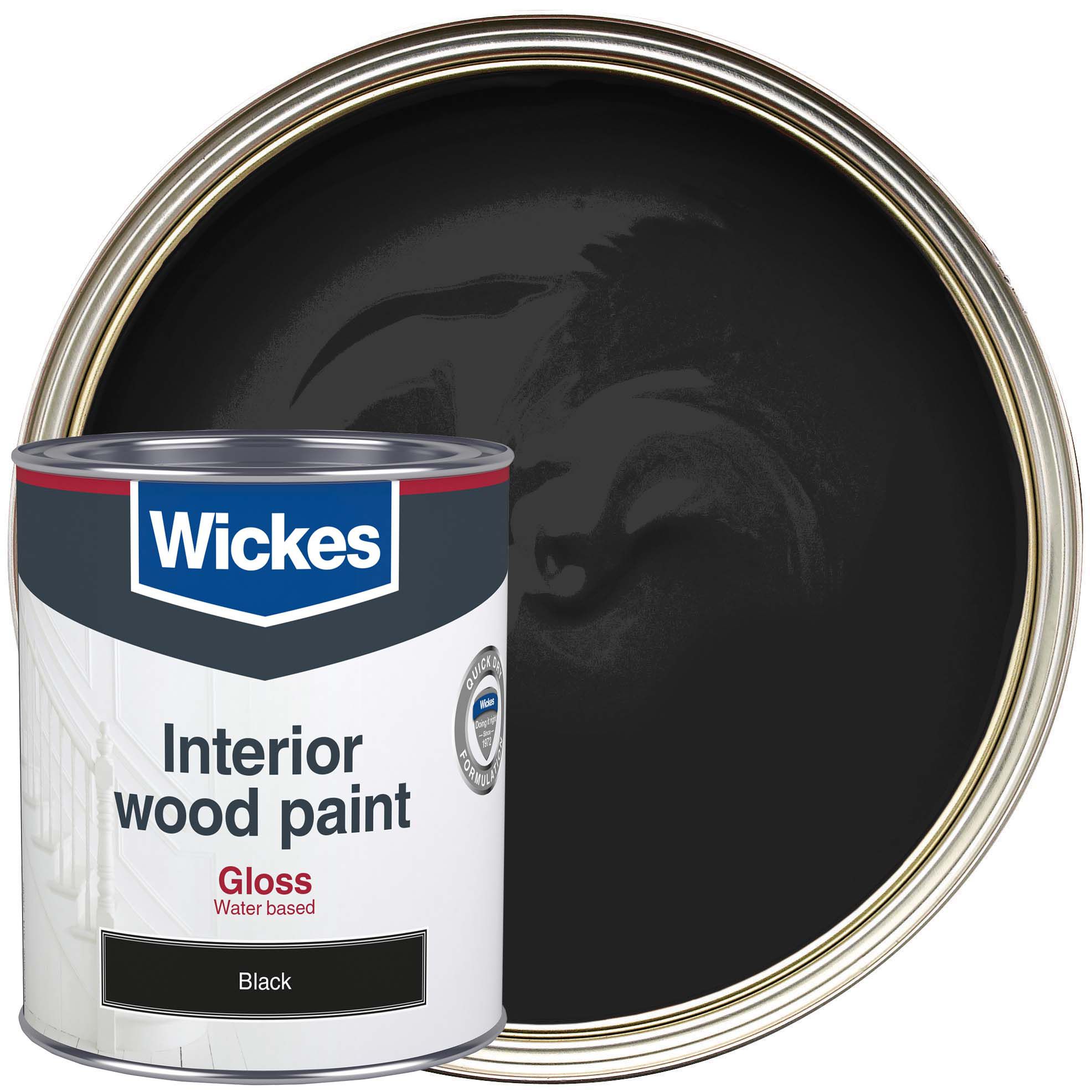 Image of Wickes Quick Dry Gloss Wood & Metal Paint - Black - 750ml