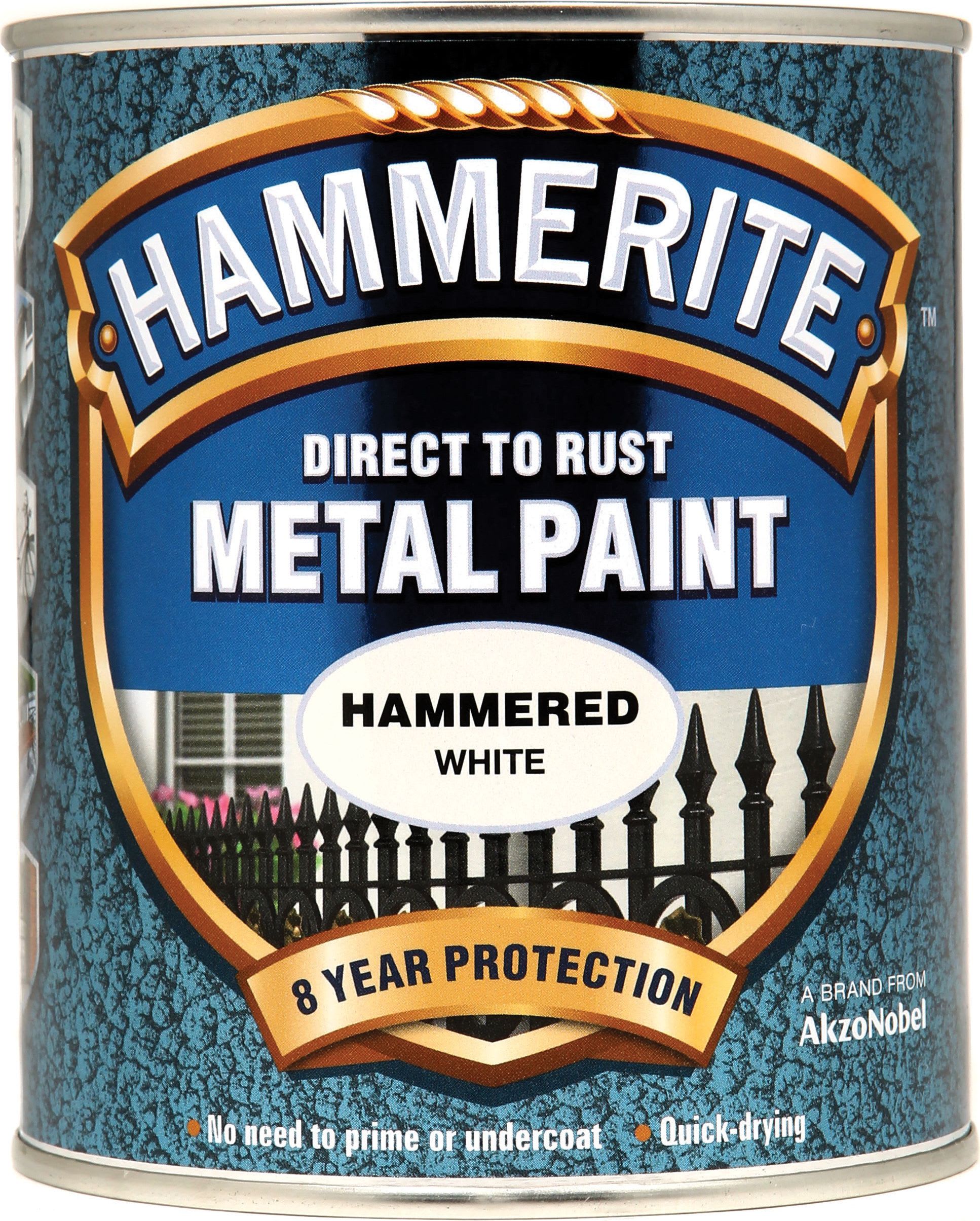 Hammerite Metal Hammered Paint - White - 750ml