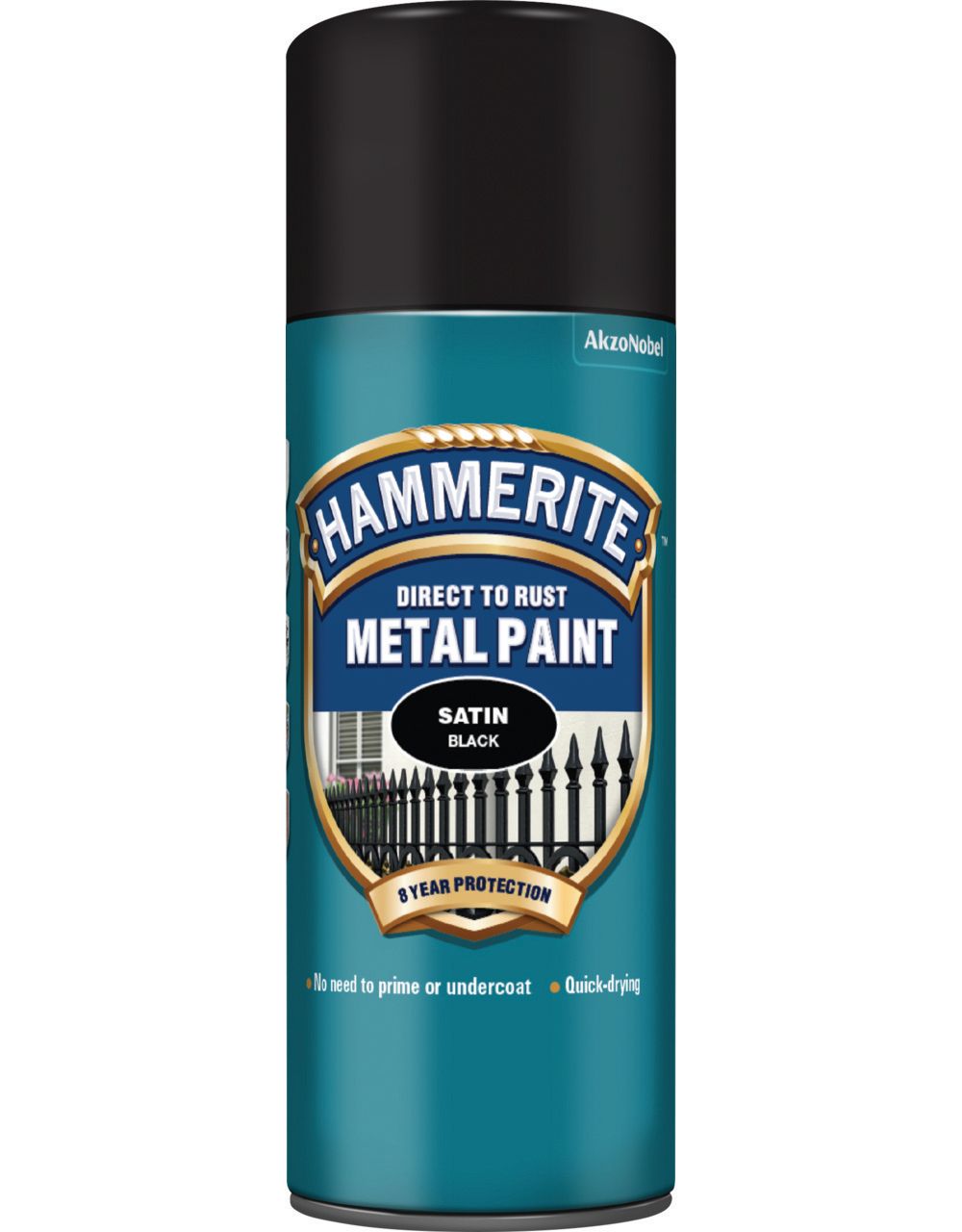 Hammerite Metal Aerosol Satin Paint - Black - 400ml