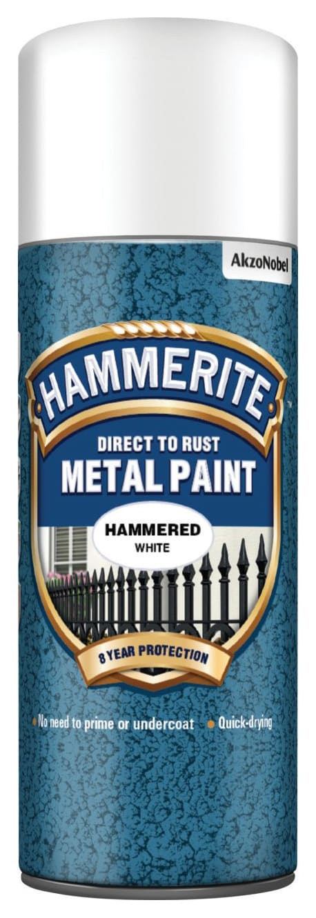 Hammerite Metal Aerosol Hammered Paint Whte 400ml Wickes.co.uk