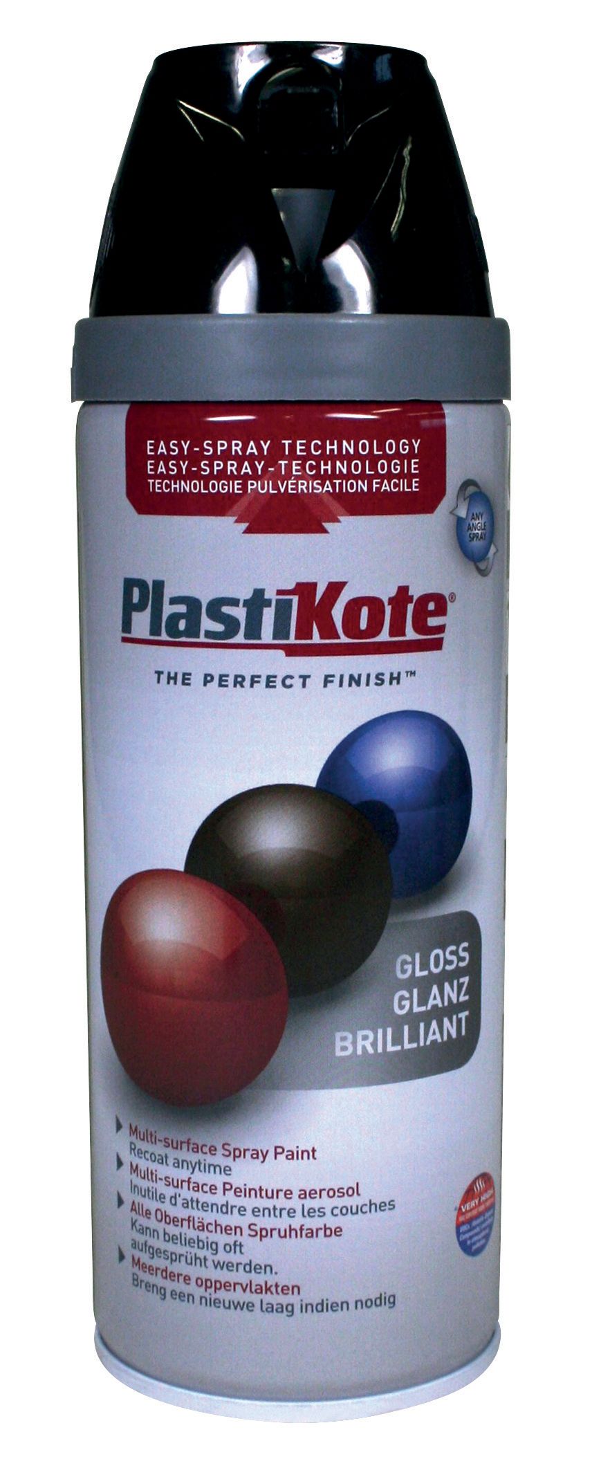 Plastikote Multi-Surface Gloss Spray Paint - Black - 400ml