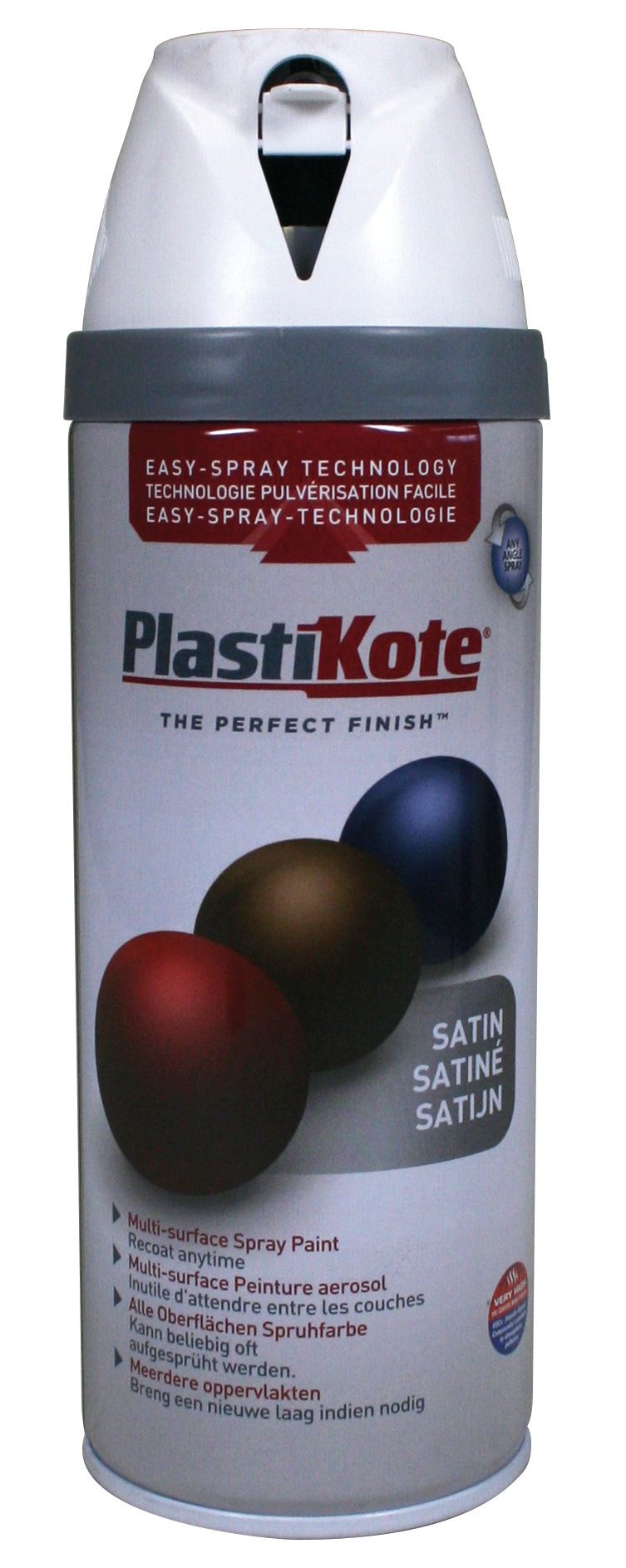 Plastikote Multi-Surface Satin Spray Paint - White - 400ml