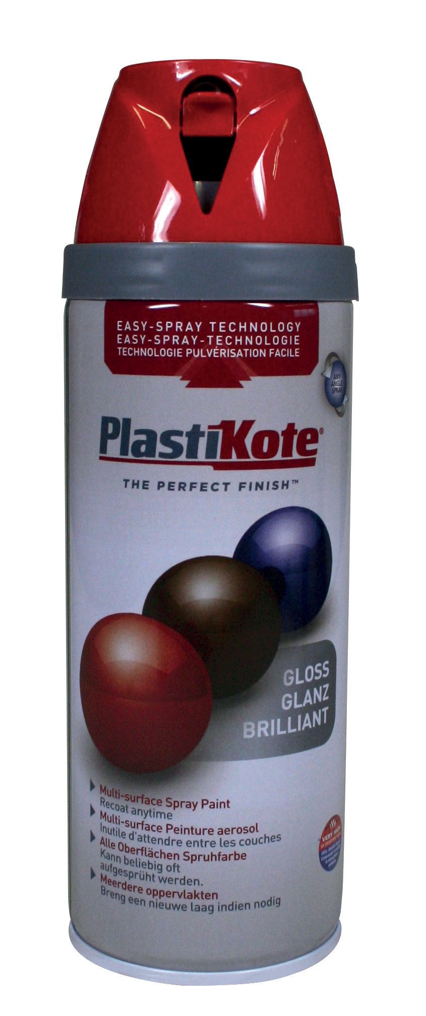 Plastikote Multi-Surface Gloss Spray Paint - Bright Red - 400ml