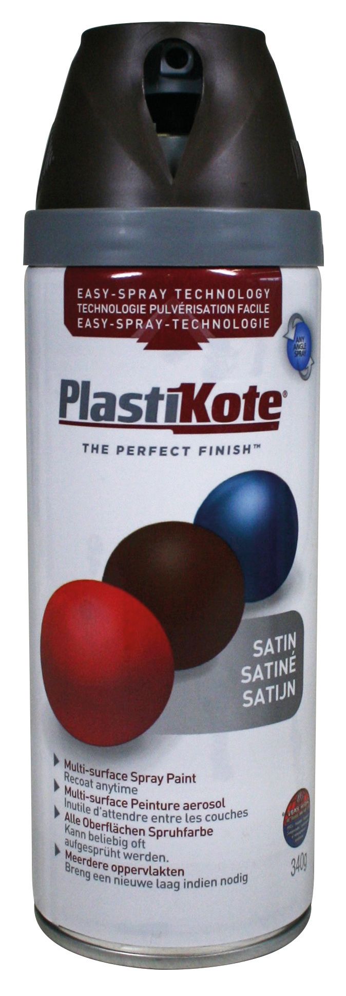 Plastikote Multi-Surface Satin Spray Paint - Chocolate Brown - 400ml