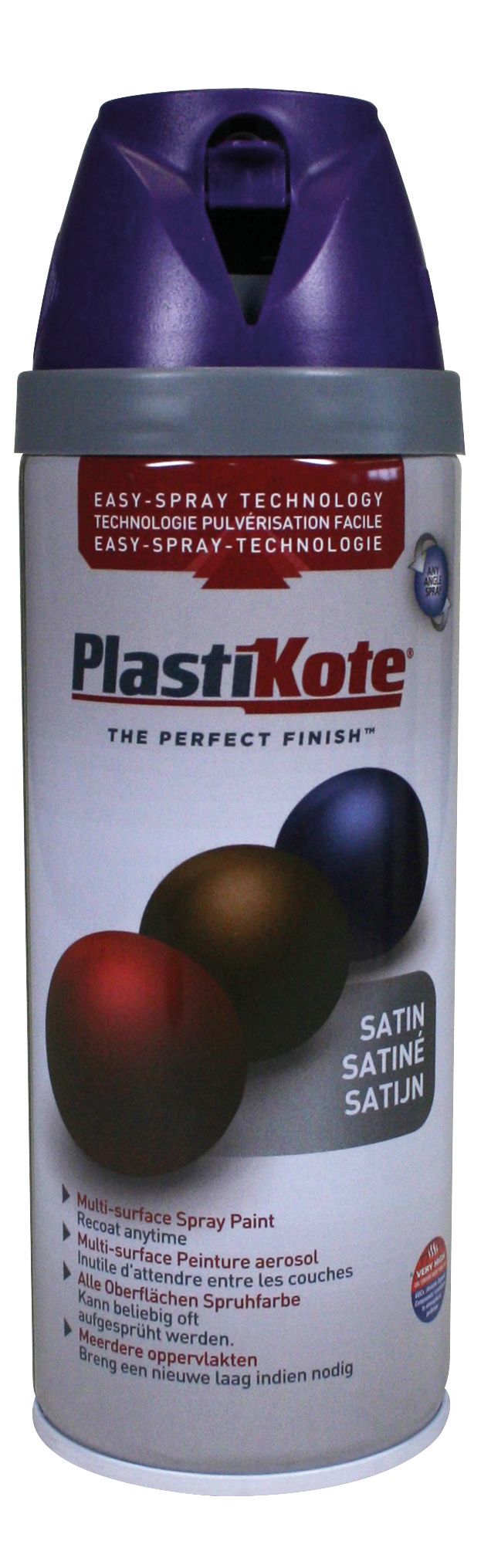Plastikote Multi-Surface Satin Spray Paint - Sumptuous Purple - 400ml