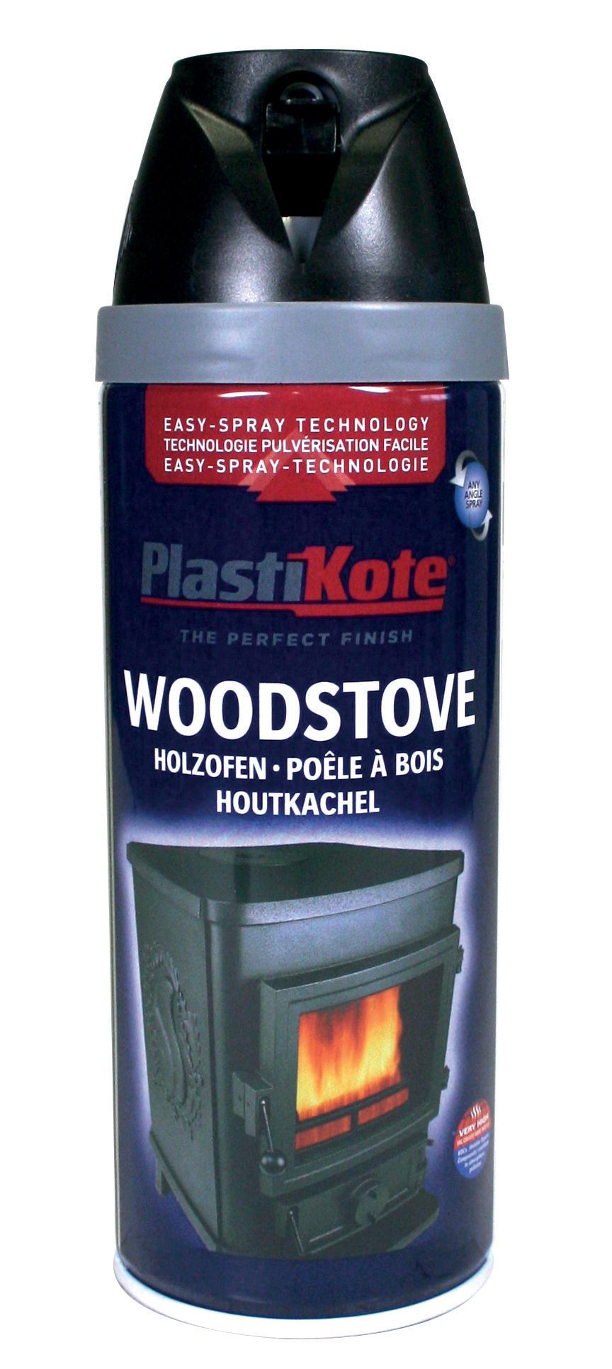 Plastikote Twist & Spray Woodstove Spray Paint - Black - 400ml