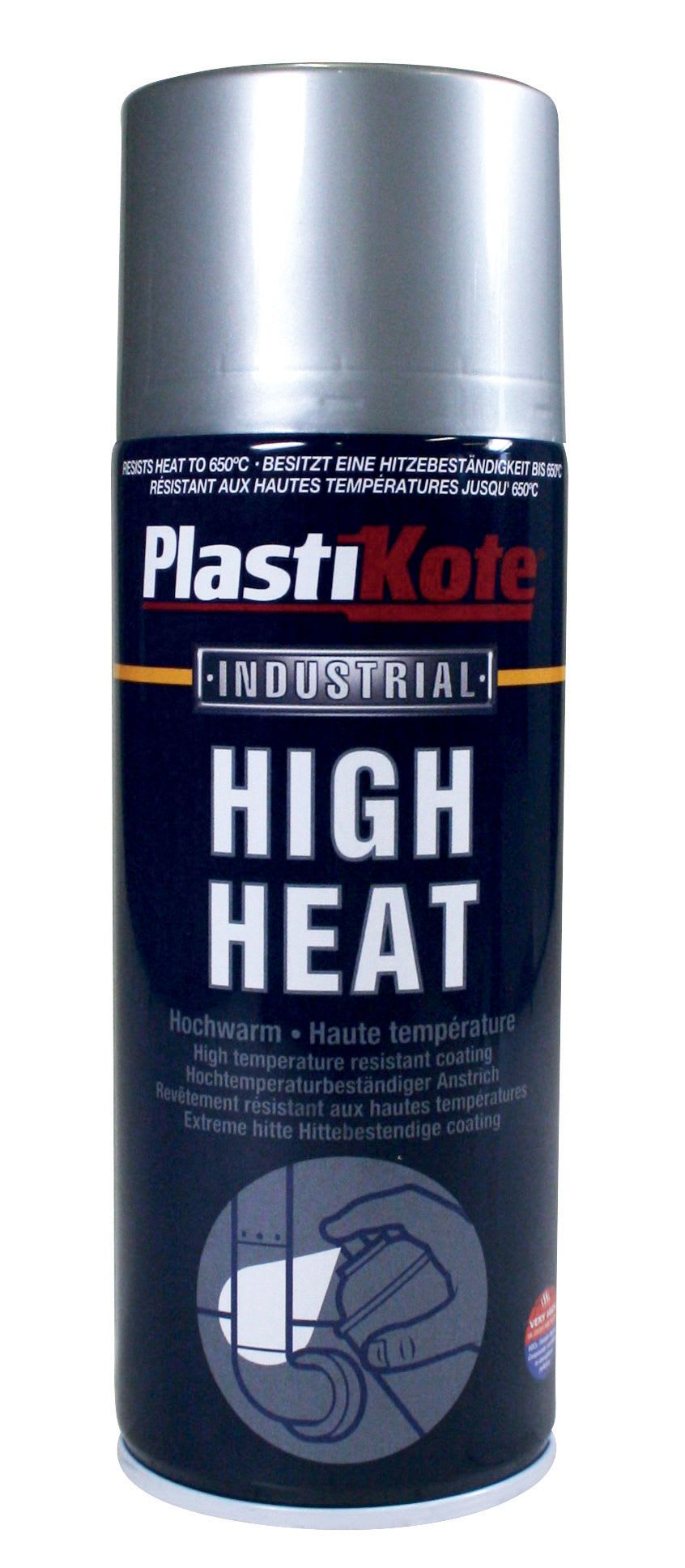 Plastikote Industrial High Heat Aerosol Spray - Aluminium