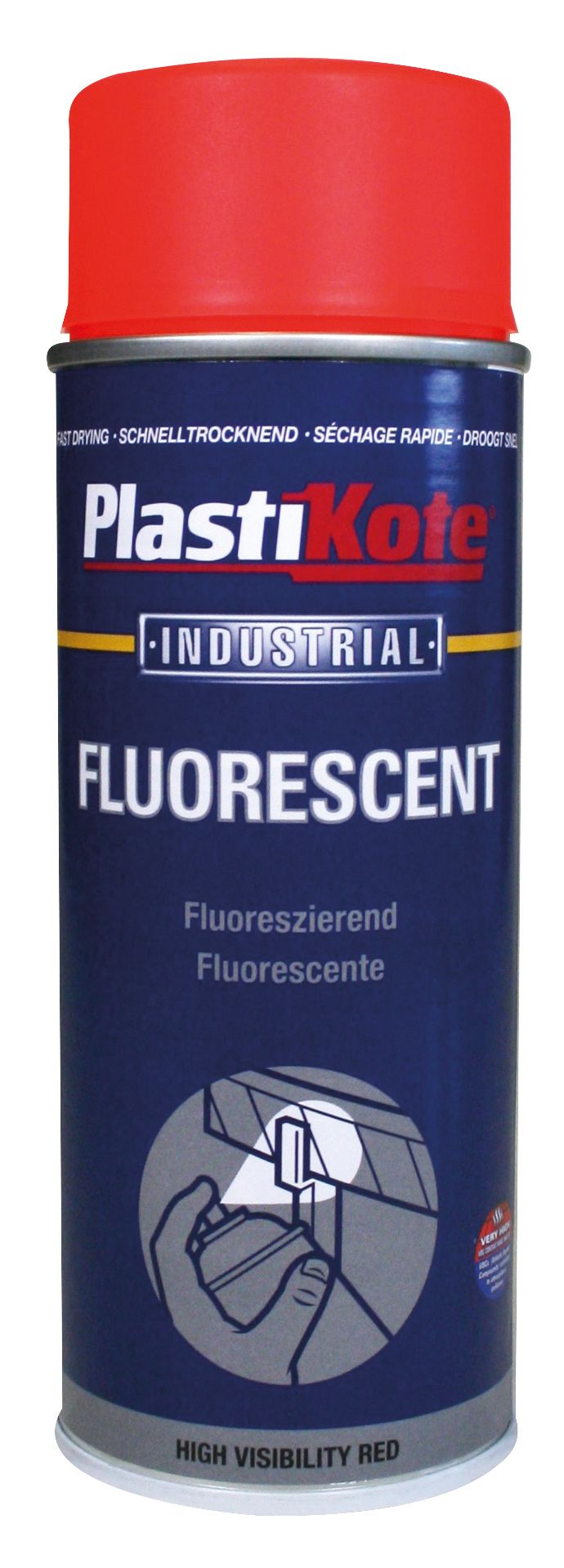 Plastikote Industrial Fluorescent High Visibility Spray Paint - Red - 400ml