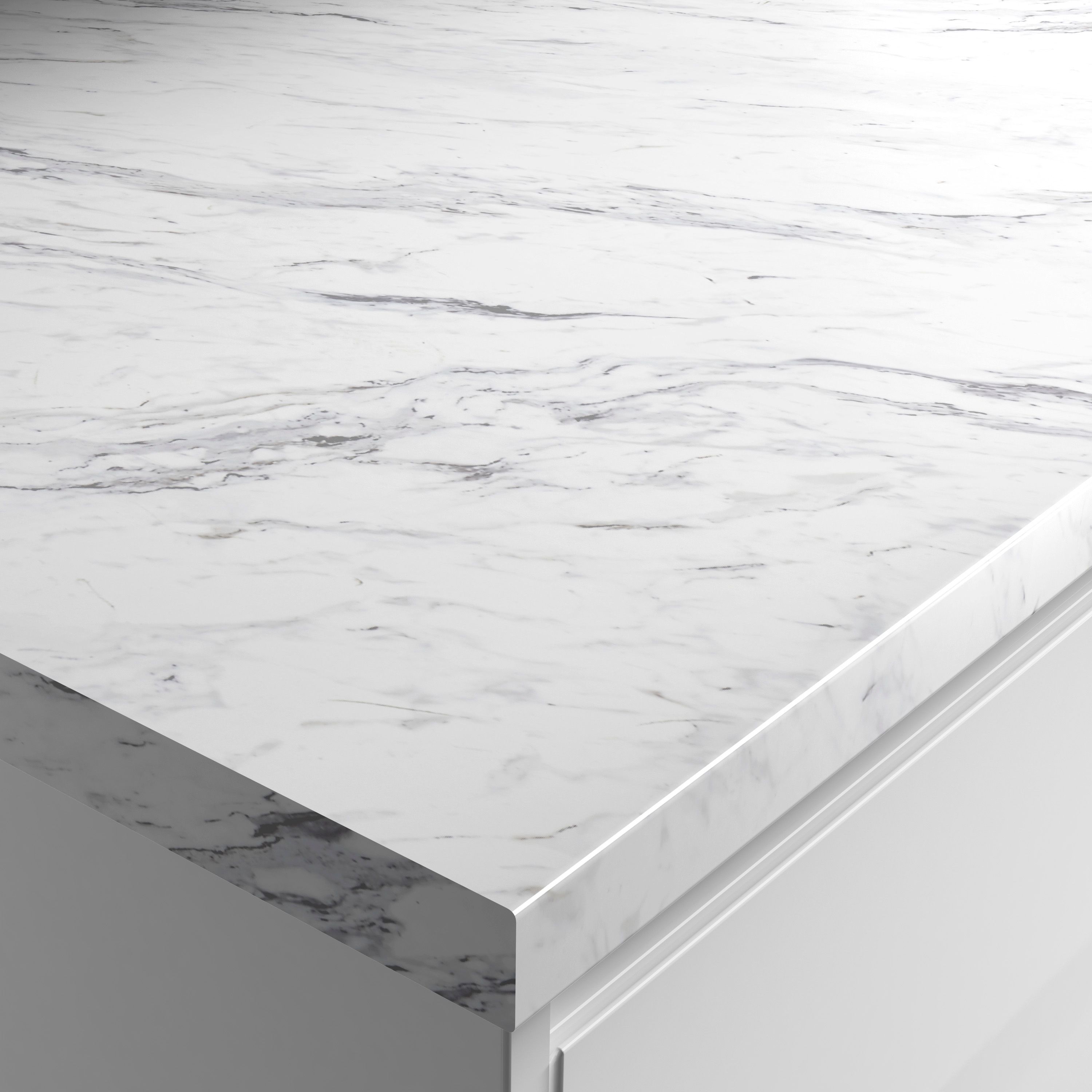 Wickes Matt Laminate Worktop - Calcutta Marble 600mm x 38mm x 3m