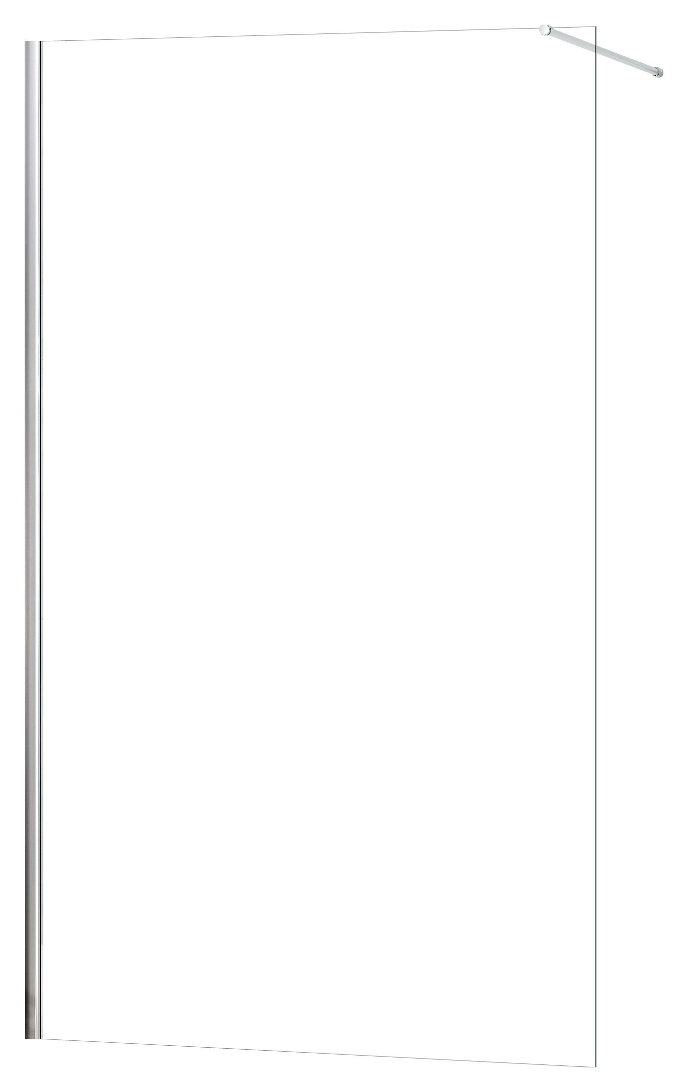 Nexa By Merlyn 8mm Chrome Frameless Wet Room Shower Screen with 1m Bracing Bar - 2015 x 700mm
