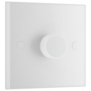 Wickes Push Dimmer Switch 1 Gang 2 Way 400W Square Edge - White