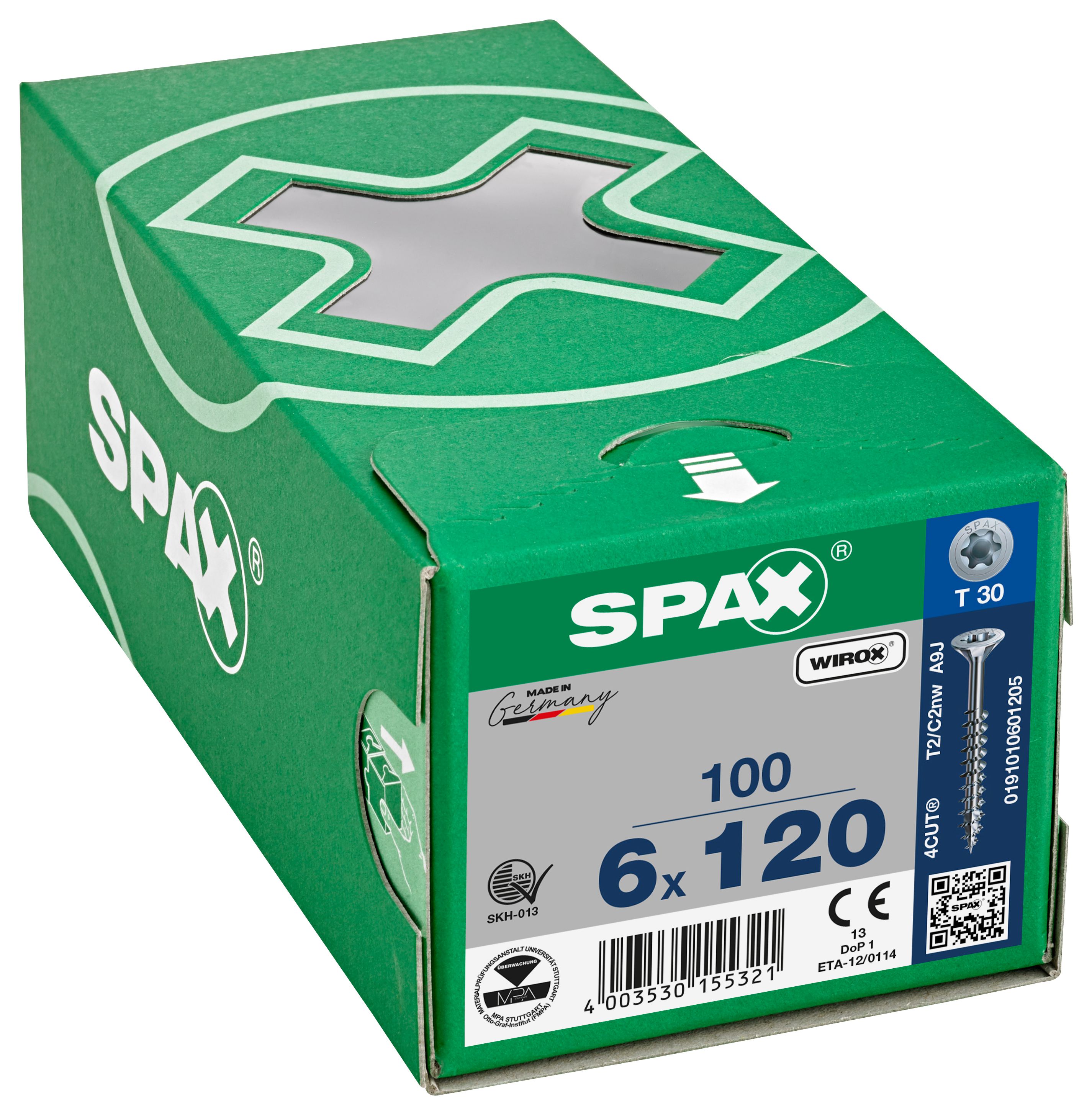 Spax Tx Countersunk Wirox Screws - 6x120mm Pack Of 100