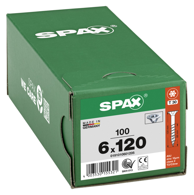 Spax Tx Countersunk Wirox Screws - 6x120mm Pack Of 100