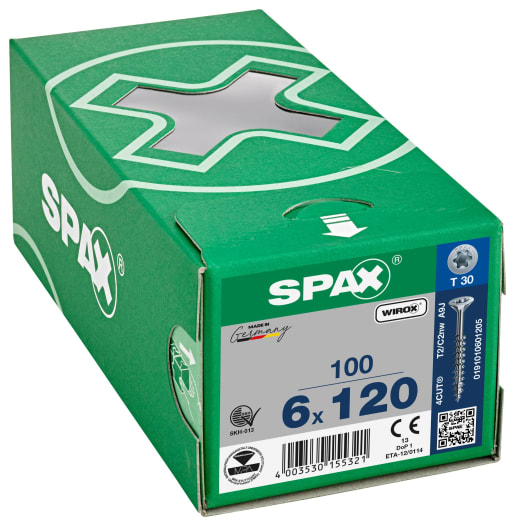 Spax Tx Countersunk Wirox Screws - 6x120mm Pack