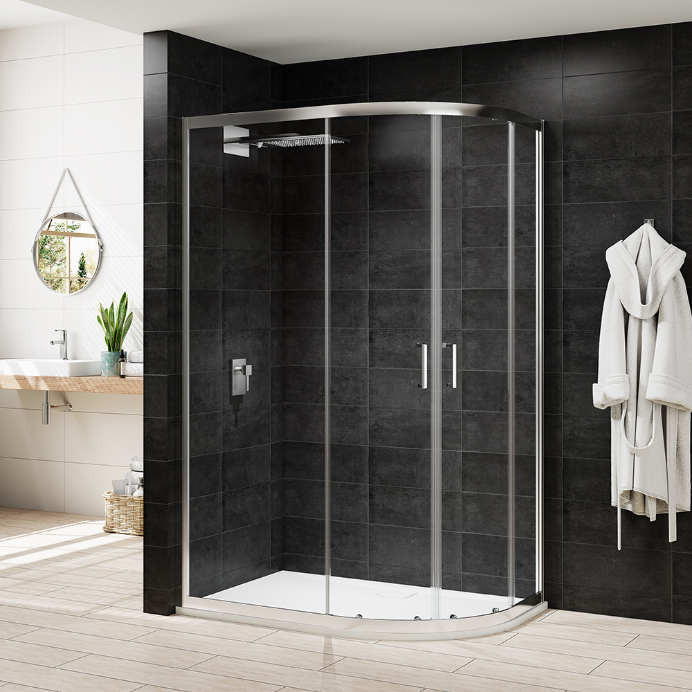 Image of Nexa By Merlyn 6mm Chrome Offset Quadrant Double Sliding Door Shower Enclosure - 1000 x 800mm