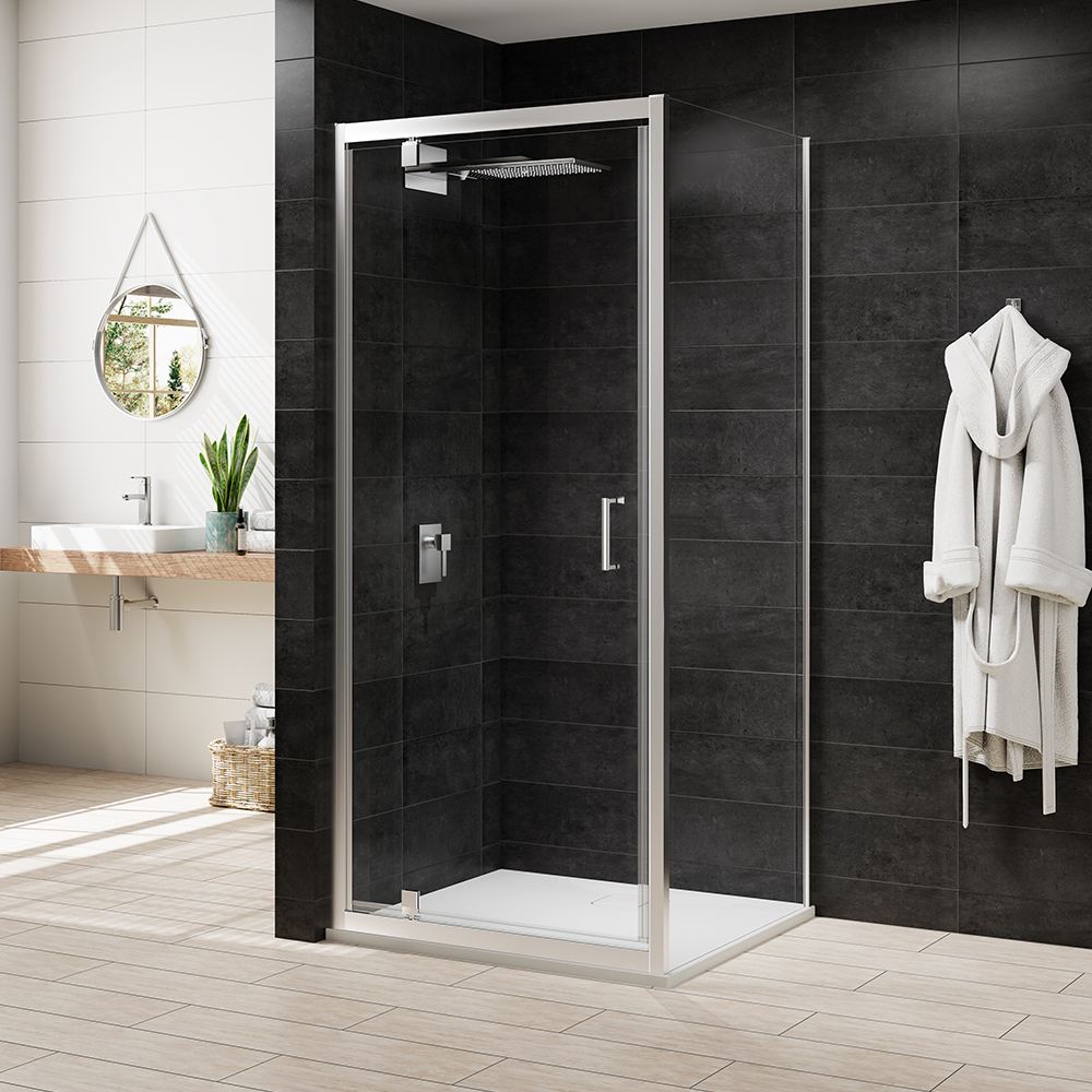 Nexa By Merlyn 6mm Chrome Framed Pivot Shower Door Only - 1900 x 900mm
