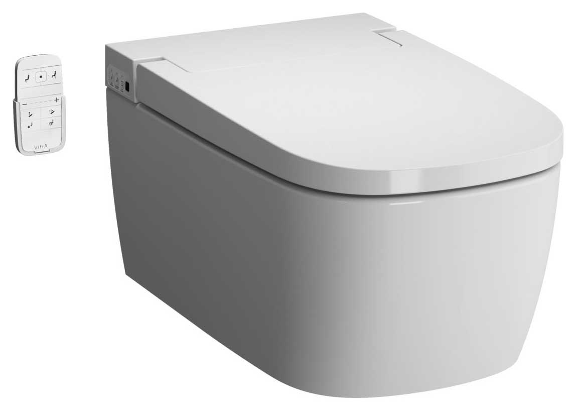 Image of VitrA V-Care Smart Comfort Wall Hung Toilet Pan Bidet with Dryer & Soft Close Seat