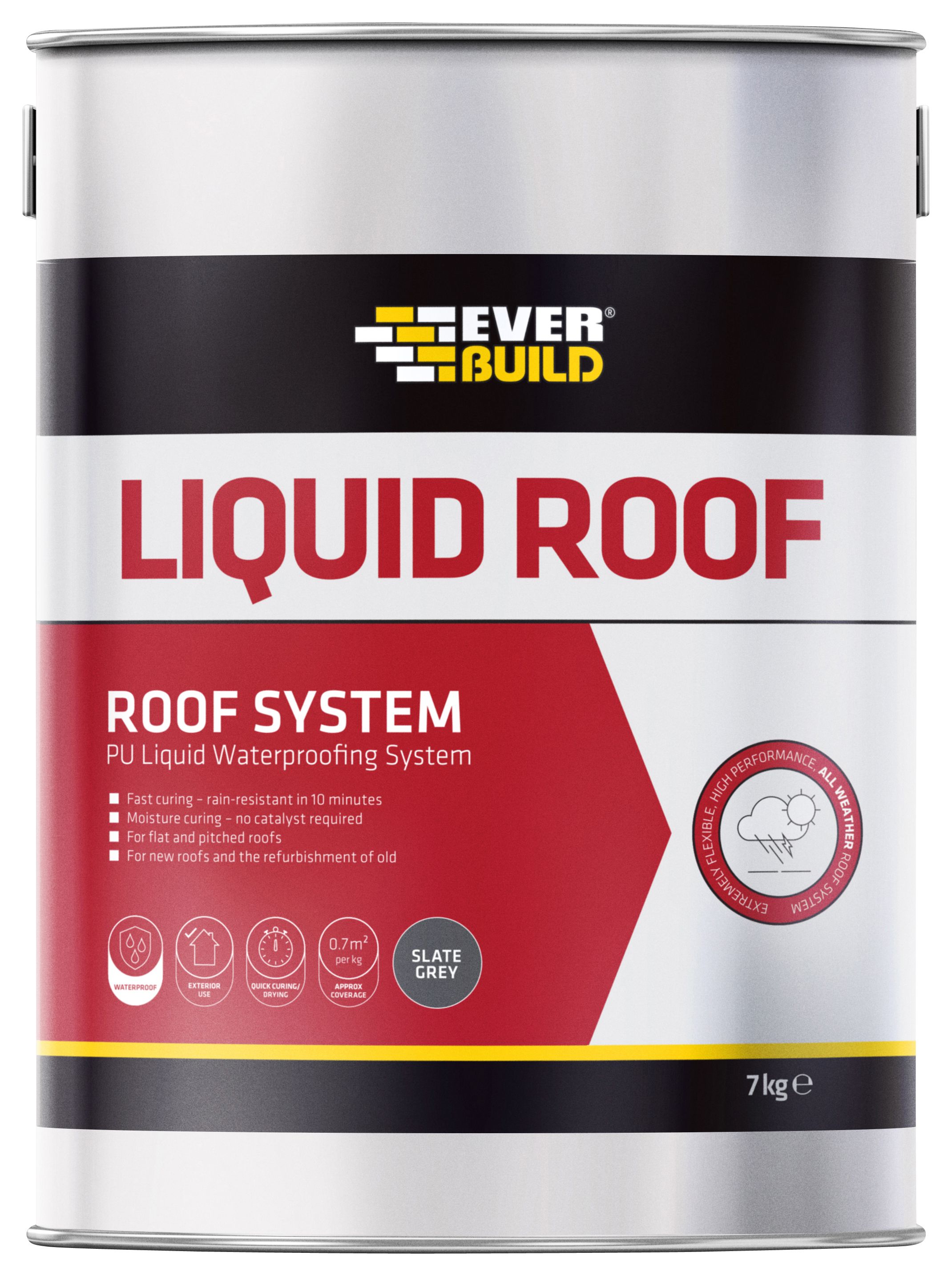 Everbuild Aquaseal Grey Liquid Roof Membrane Seal - 7kg