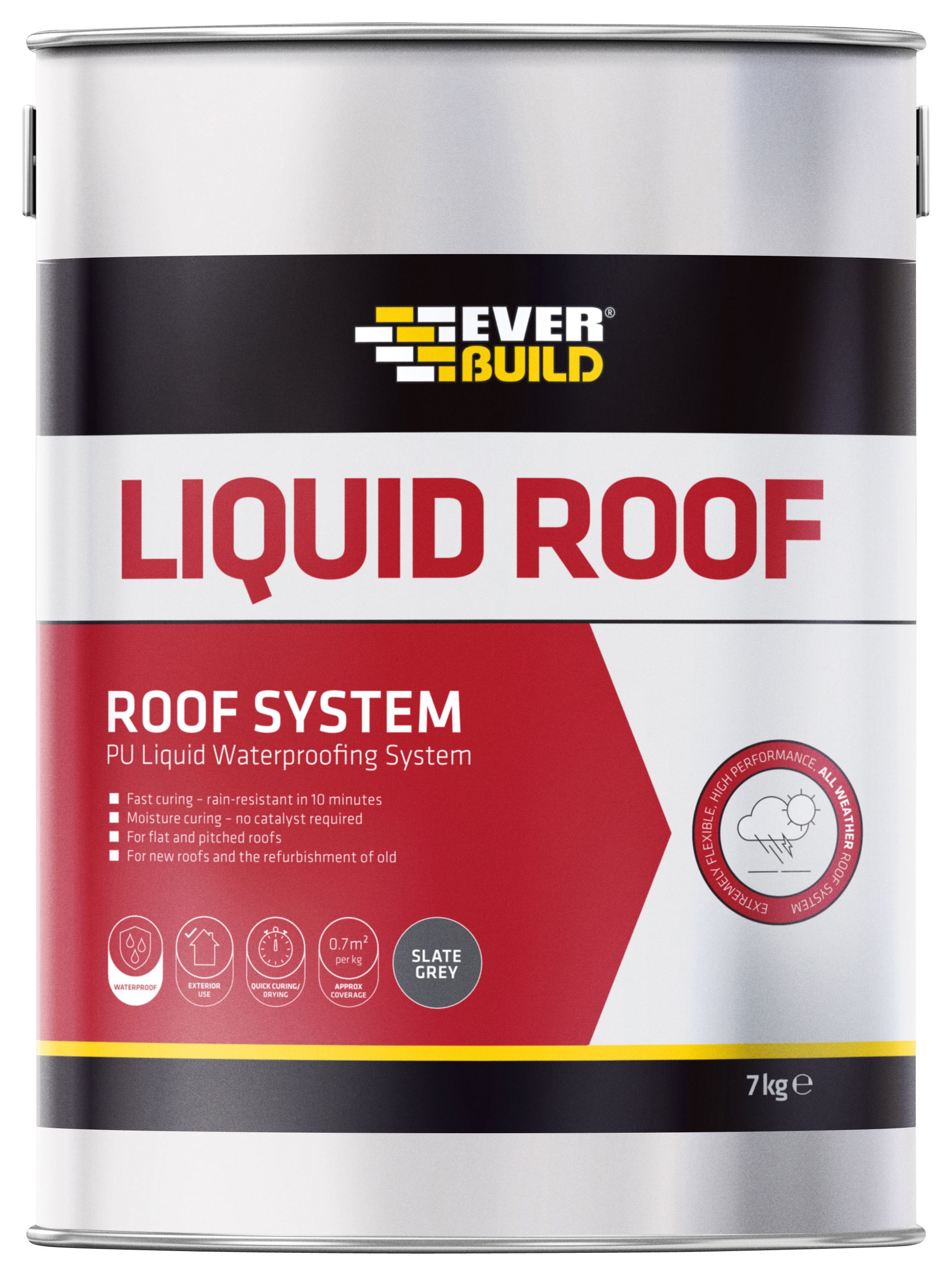 Image of Everbuild Aquaseal Grey Liquid Roof Membrane Seal - 7kg