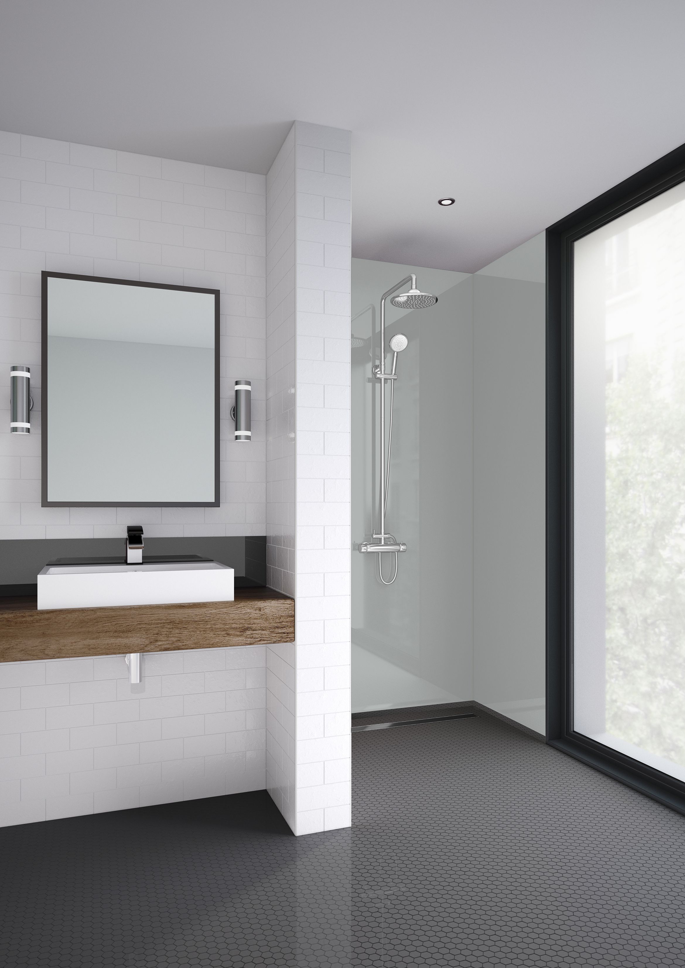 Mermaid Acrylic Urban Grey Gloss Single Shower Panel - 2440 x 900 x 4mm