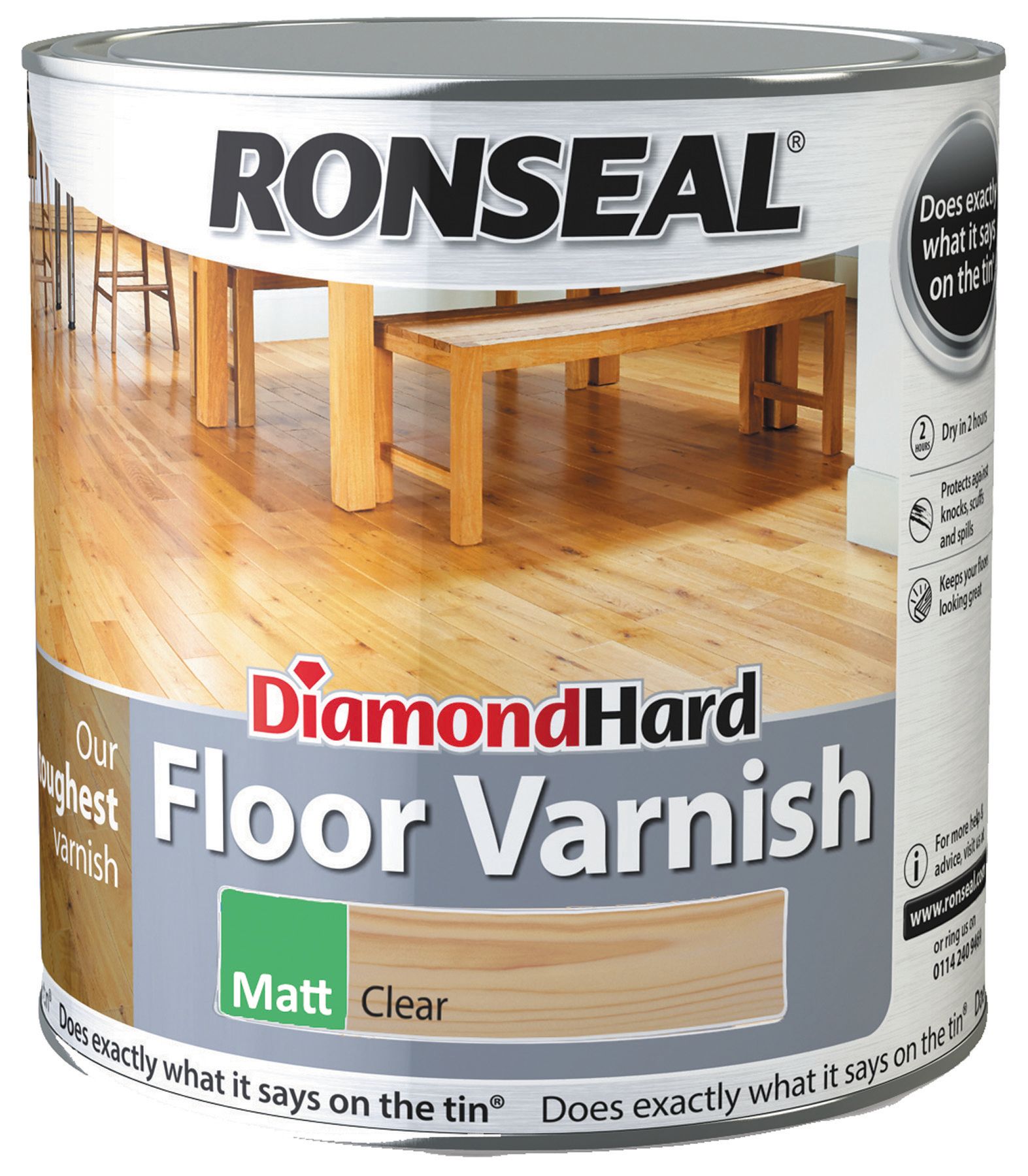 Image of Ronseal Diamond Hard Floor Varnish Clear Matt 2.5L