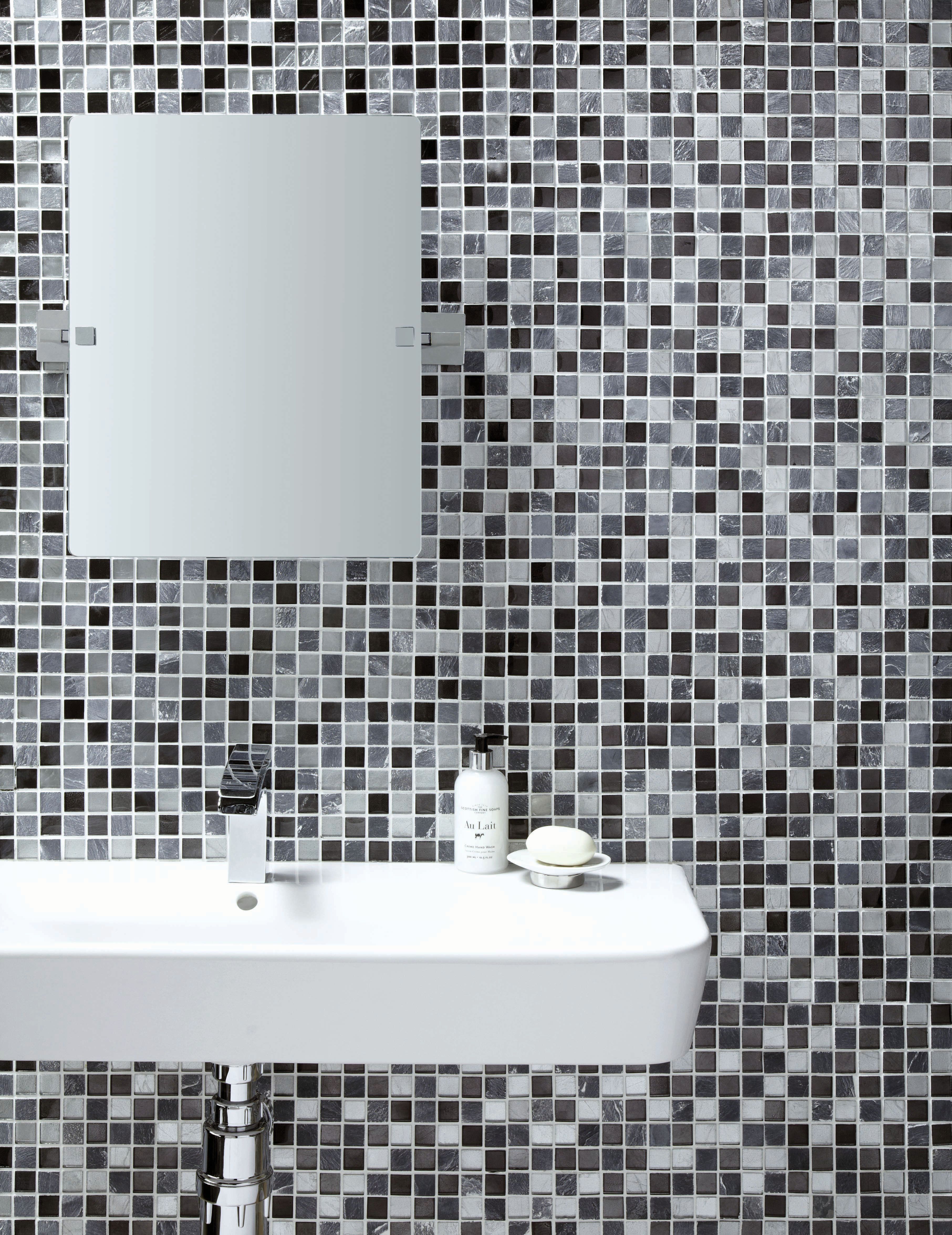 Image of Wickes Midnight Glass & Stone Mosaic Tile - 300 x 300mm