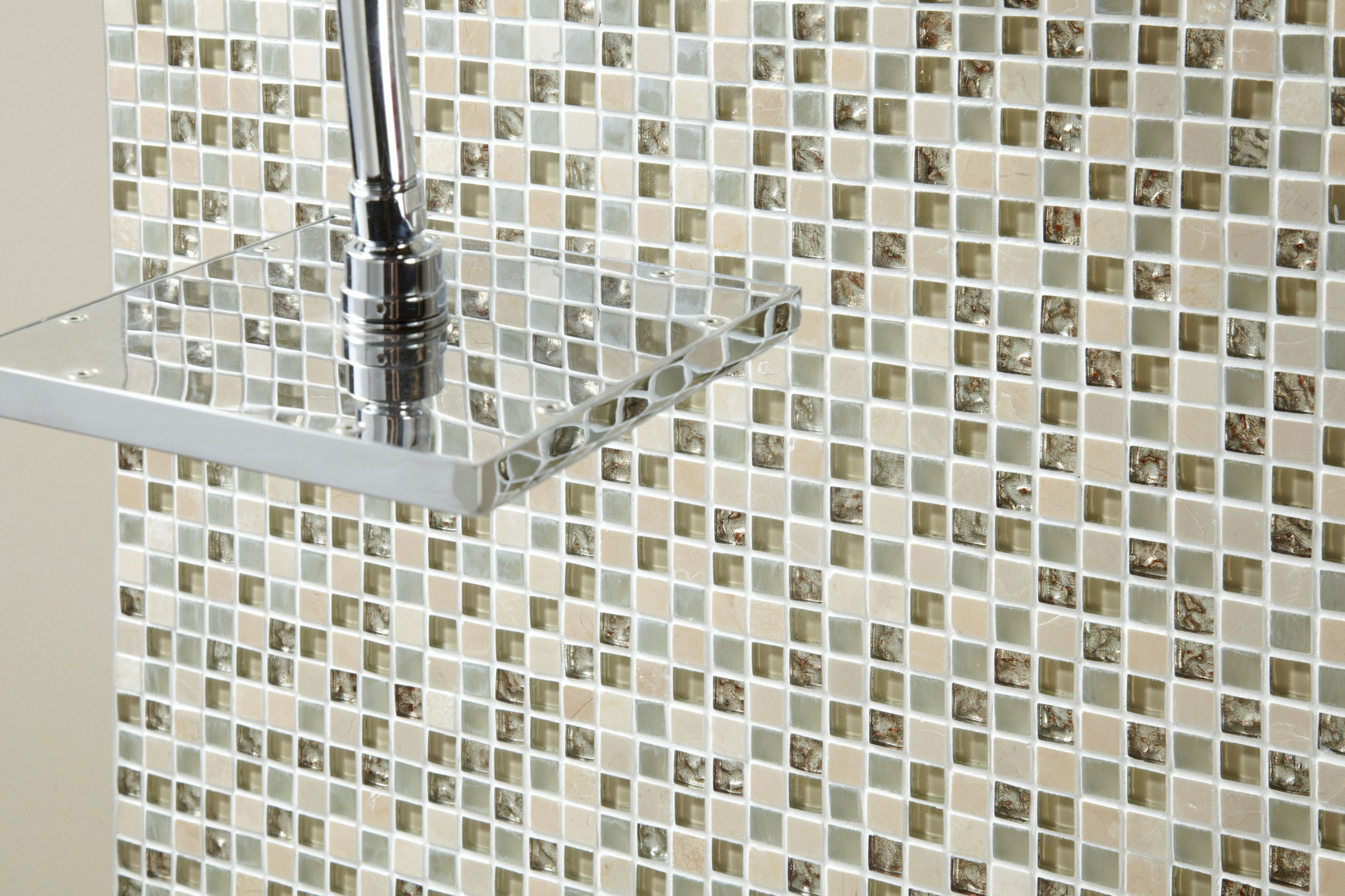 Image of Wickes Ivory Glass & Stone Mosaic Tile - 300 x 300mm