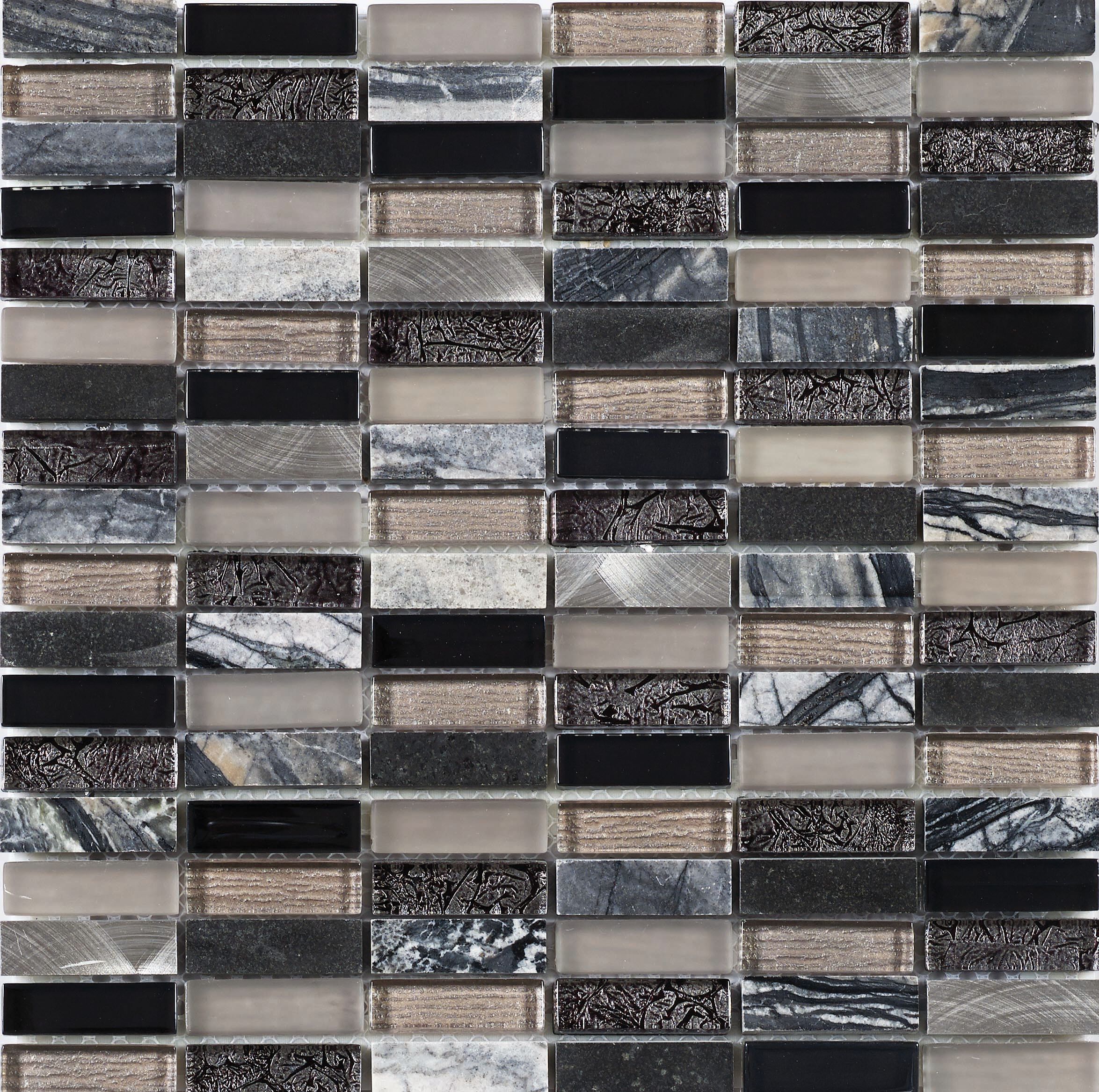 Image of Wickes Cosmic Glass Stone & Metal Mix Mosaic Tile - 300 x 300mm
