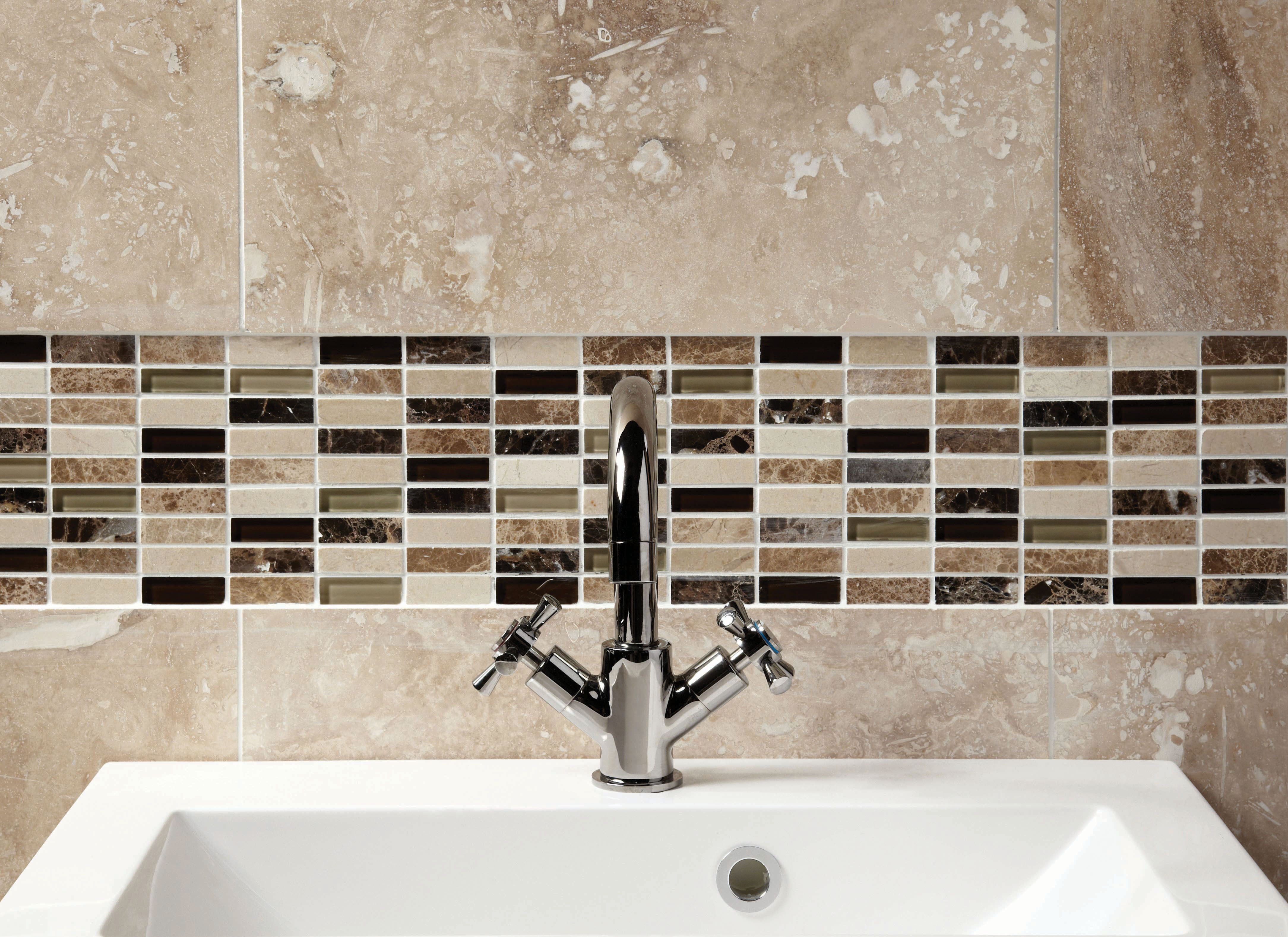 Image of Wickes Emperador Marble & Glass Mosaic Tile - 297 x 297mm