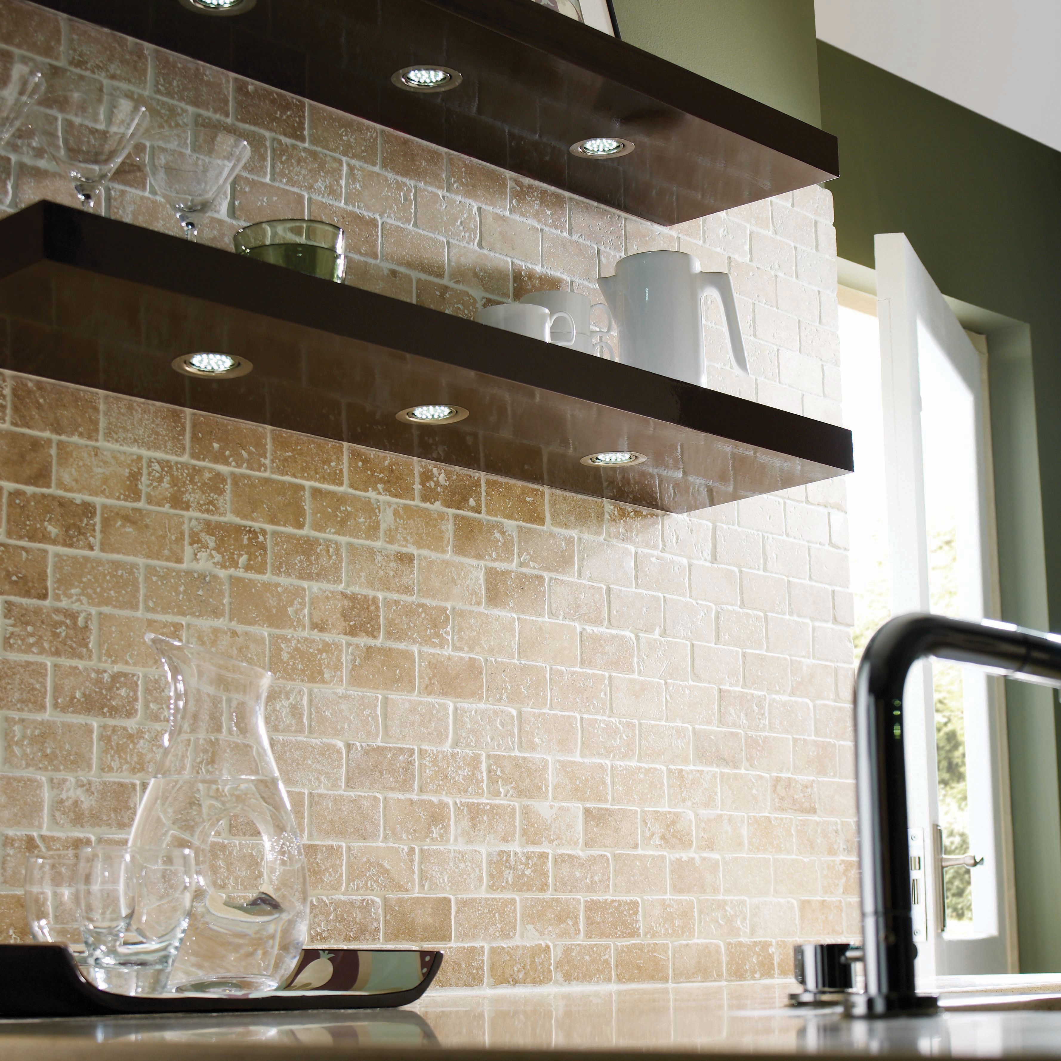 Wickes White Wash Travertine Brick Mosaic Tile - 305 x 305mm