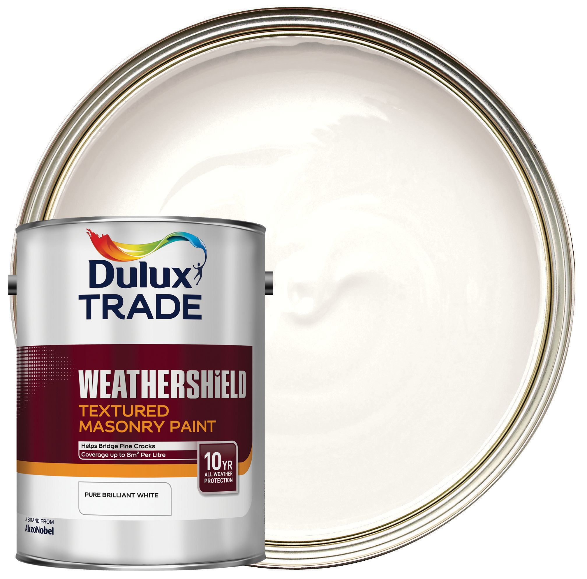 Dulux Trade Weathershield Textured Masonry Paint - Brilliant White 5L