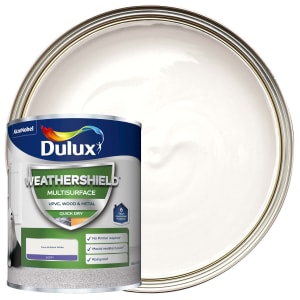 Dulux Weathershield Exterior Multi Surface Quick Dry Satin Paint - Pure Brilliant White 750ml