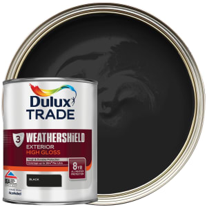Dulux Trade Weathershield Exterior Gloss Paint - Black 1L