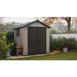Keter Oakland 7.5 x 7ft Double Door Outdoor Apex Garden Storage Shed - Grey