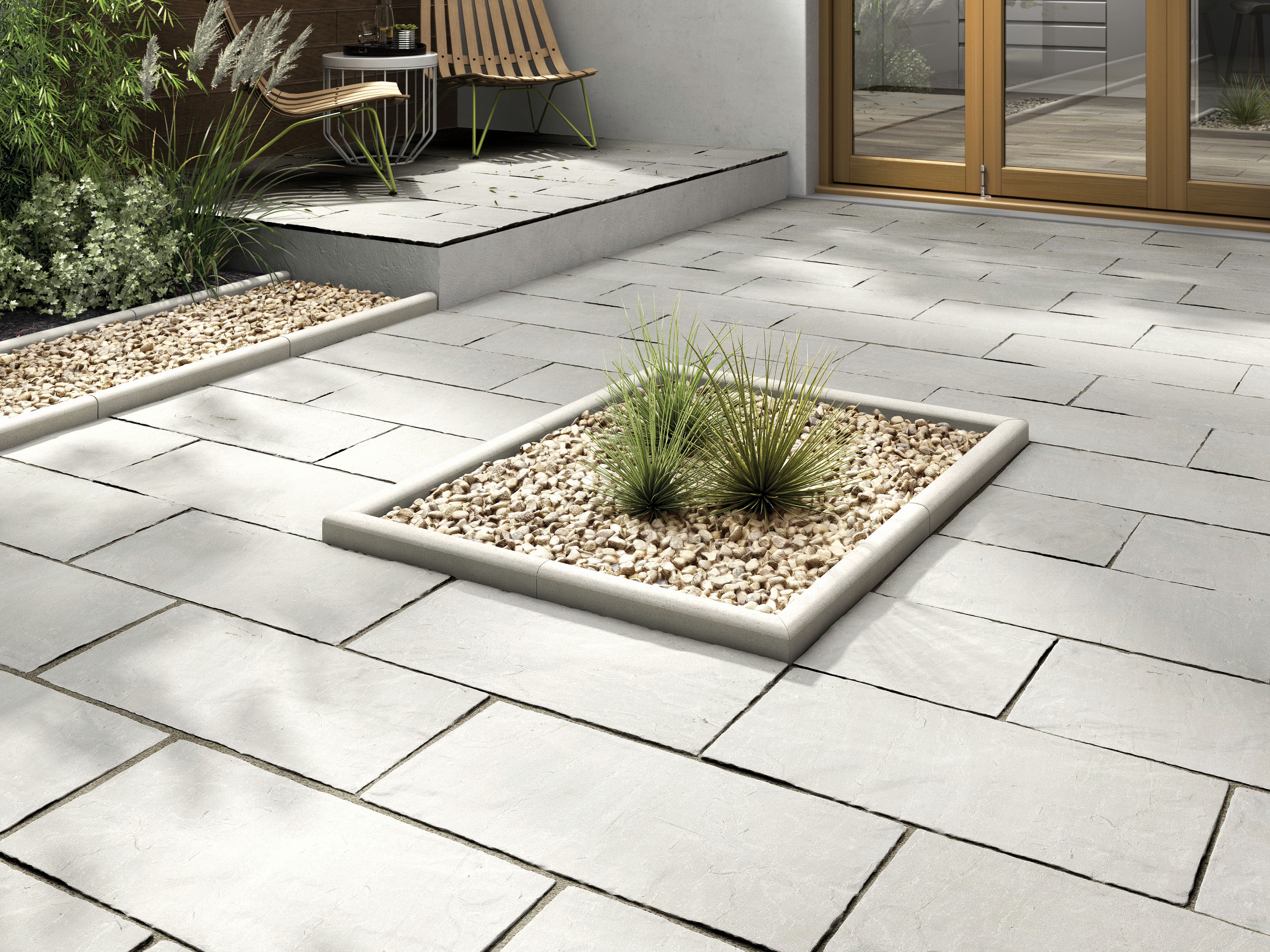 Image of Marshalls Indian Sandstone Riven Grey Multi Paving Slab 600 x 300 x 22 mm