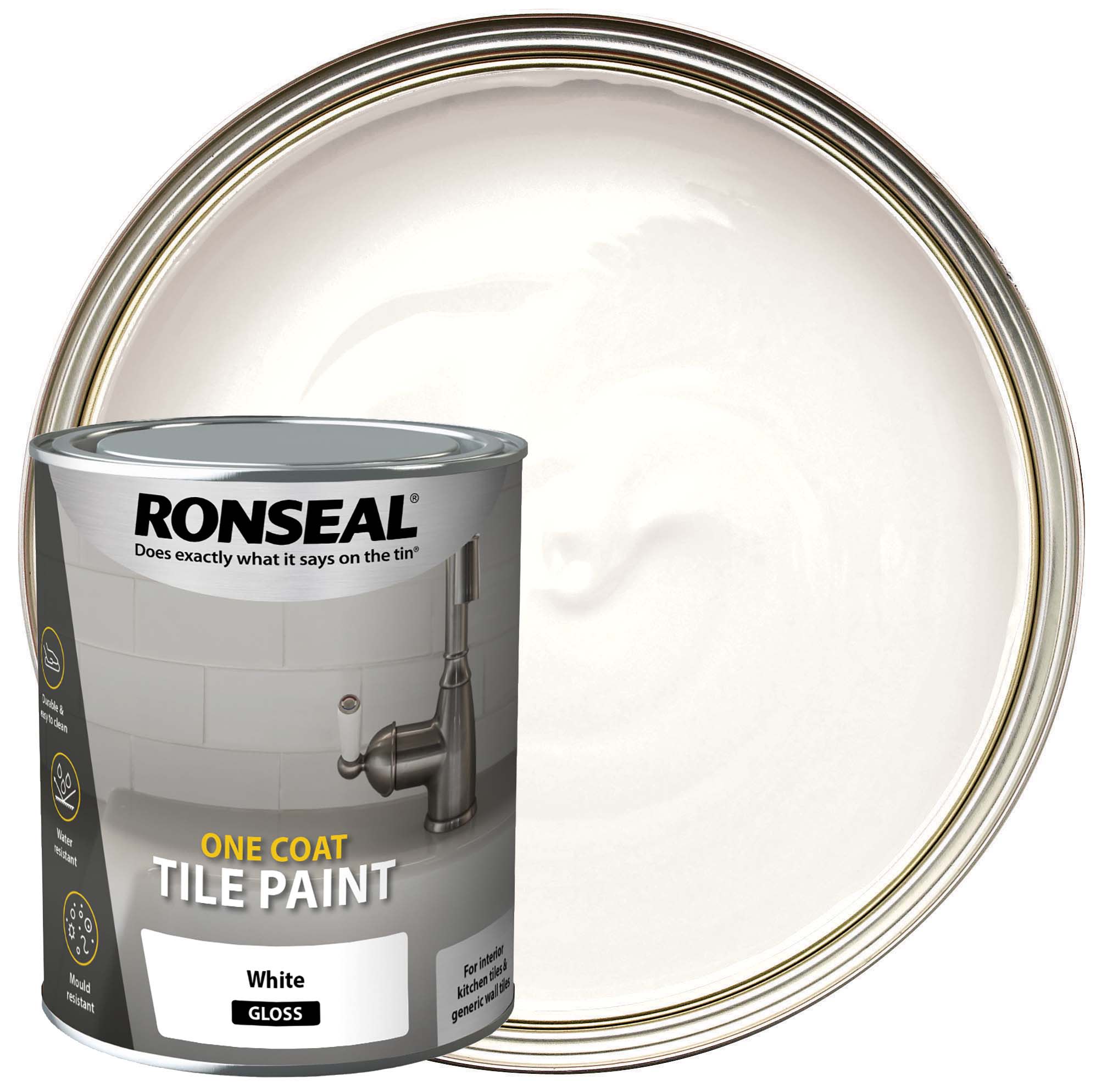 Ronseal Gloss One Coat Tile Paint - White