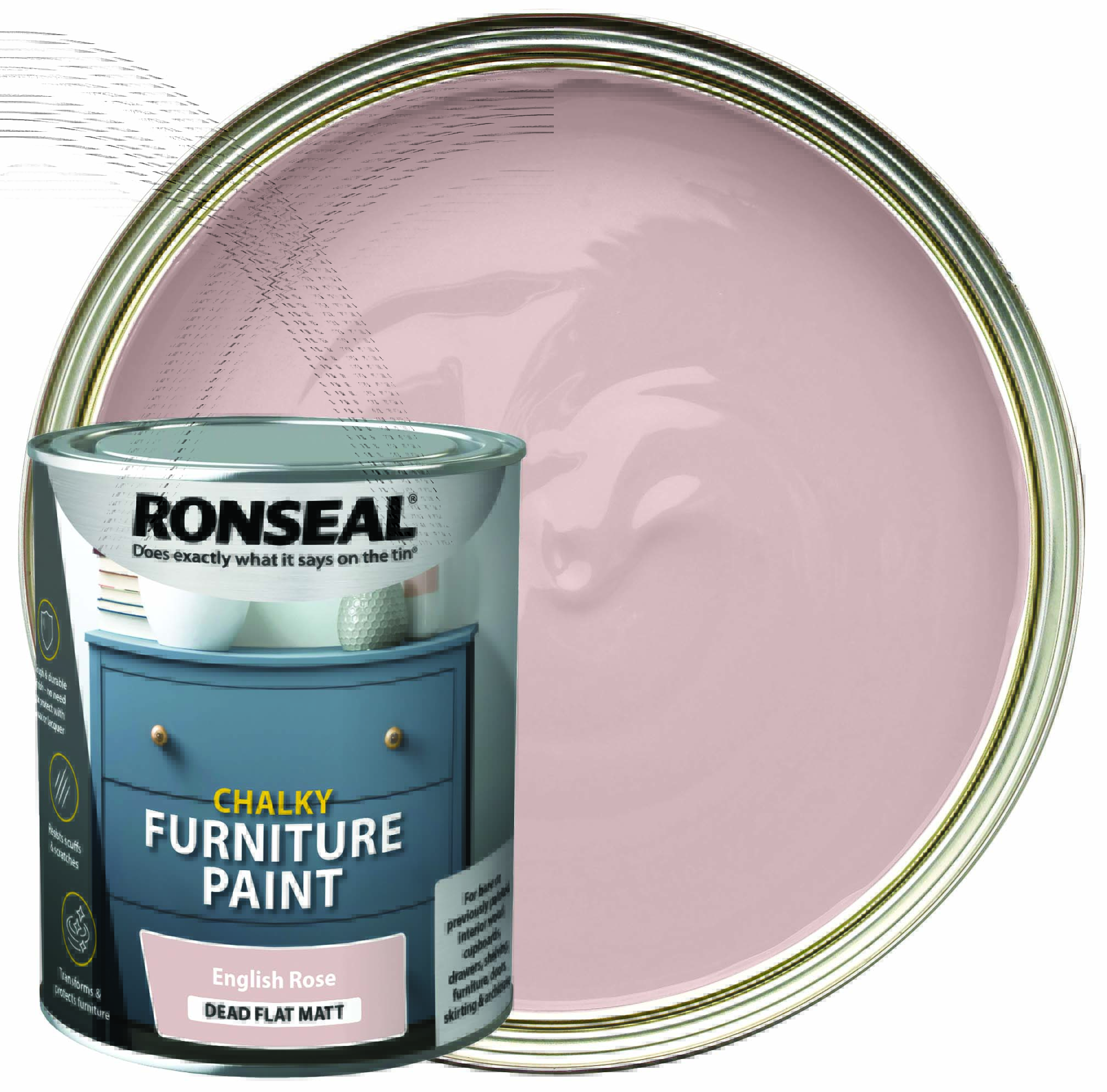 Ronseal Chalky Furniture Paint - English Rose - 750ml