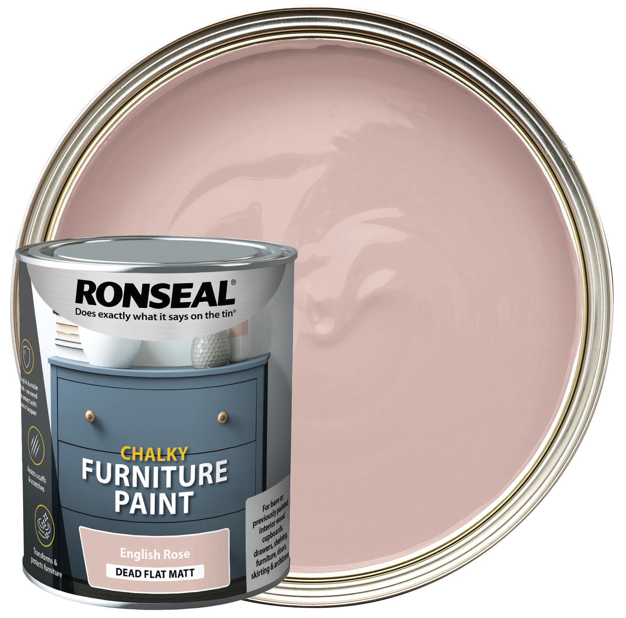 Ronseal Chalky Furniture Paint - English Rose -