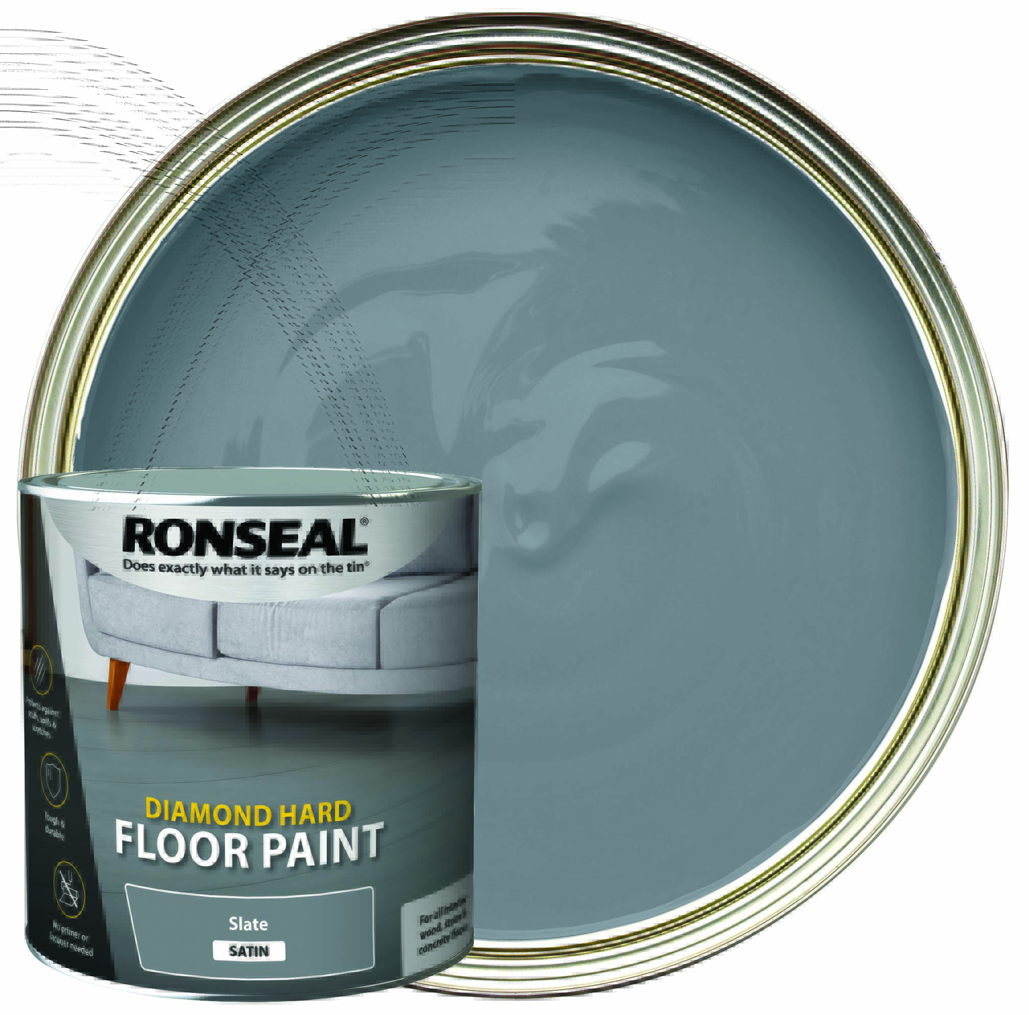 Ronseal Satin Diamond Hard Floor Paint - Slate - 2.5L