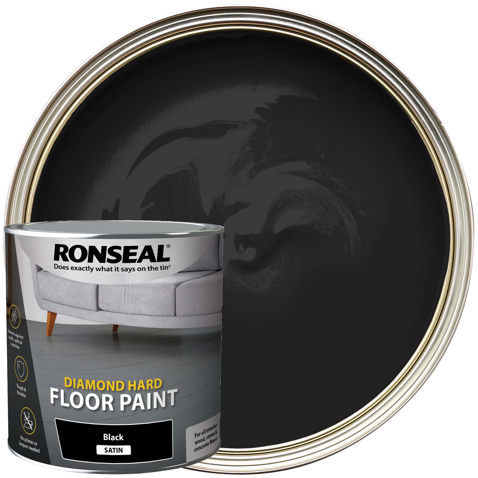 Image of Ronseal Diamond Hard Floor Paint - Satin Black 2.5L