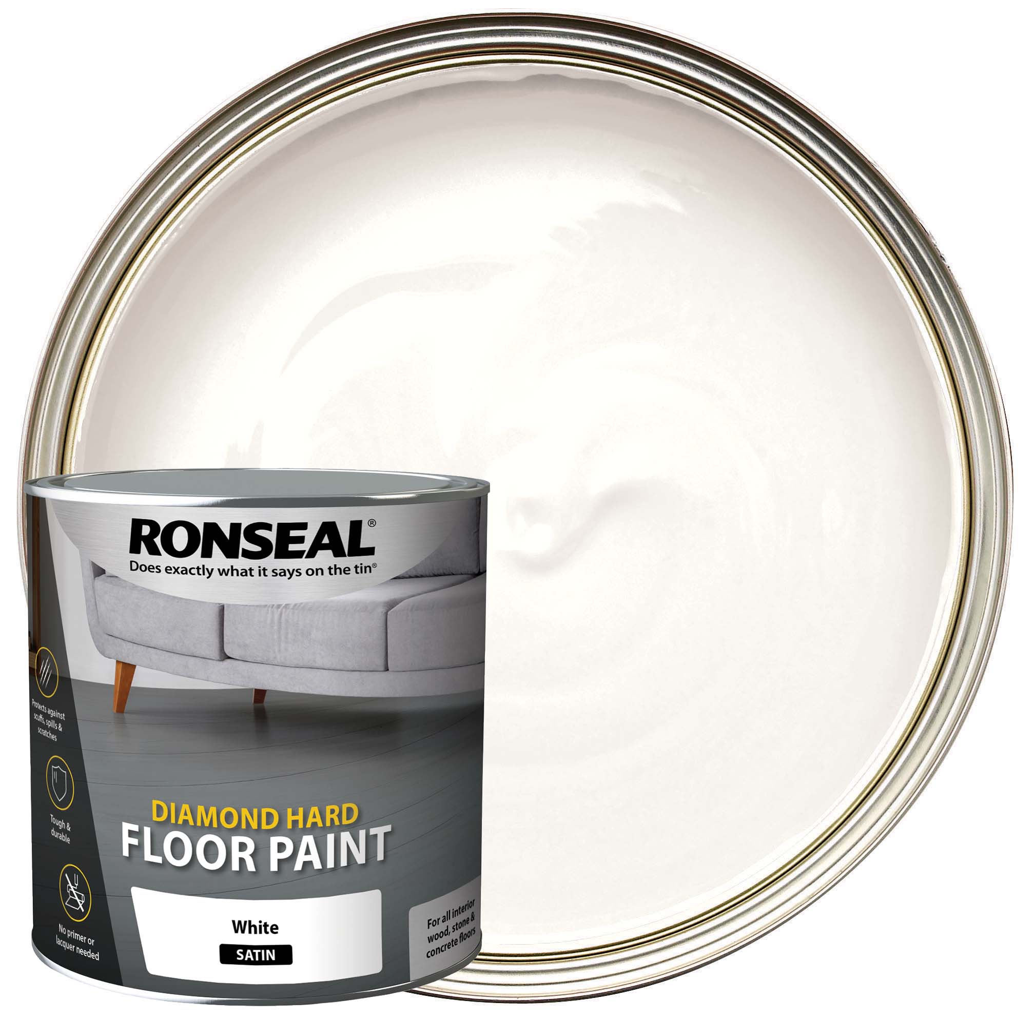 Ronseal Satin Diamond Hard Floor Paint - White - 2.5L